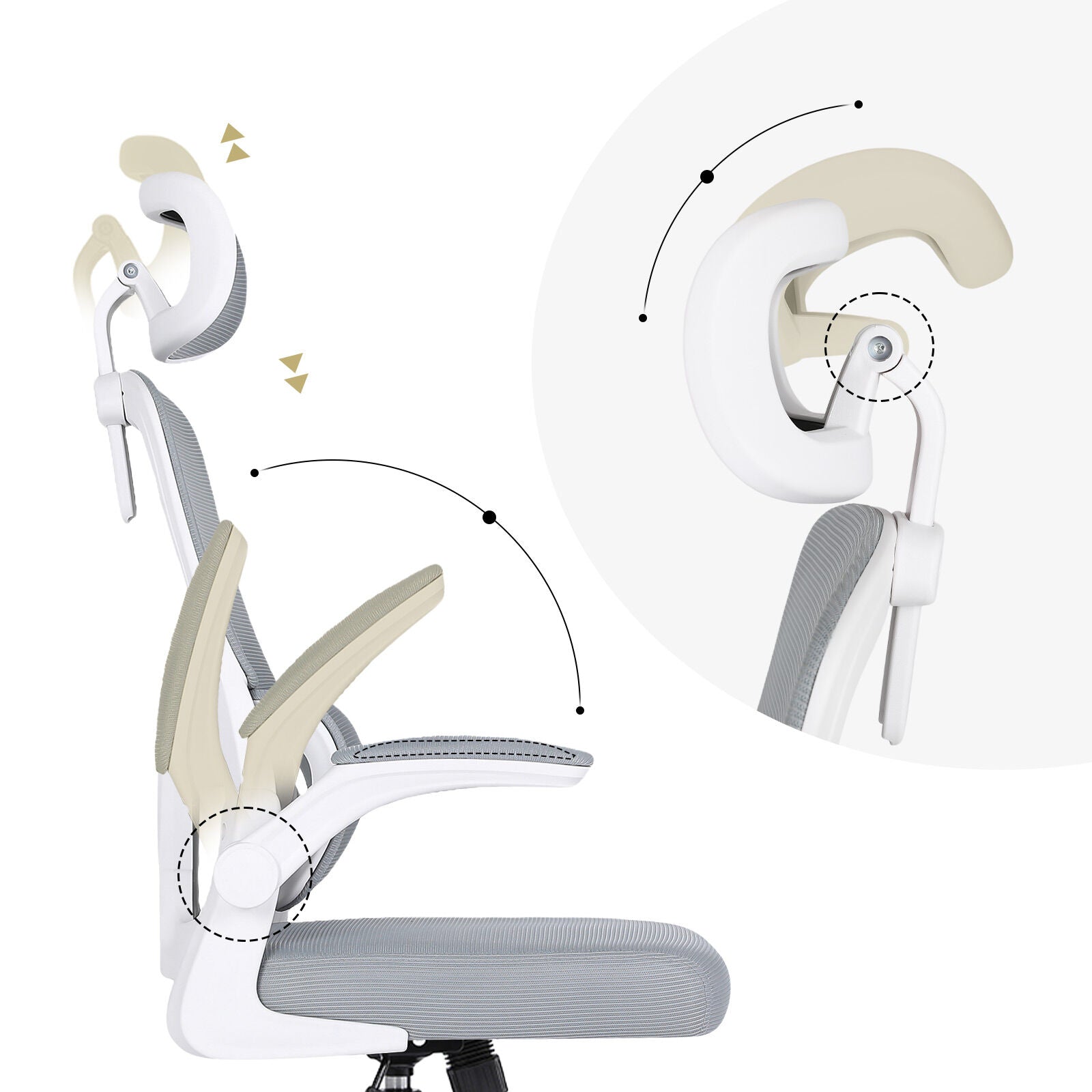 Work Office Chair - Lumber Support, Flip-up Armrest, Adjustable Headrest SITIO - GREY 6