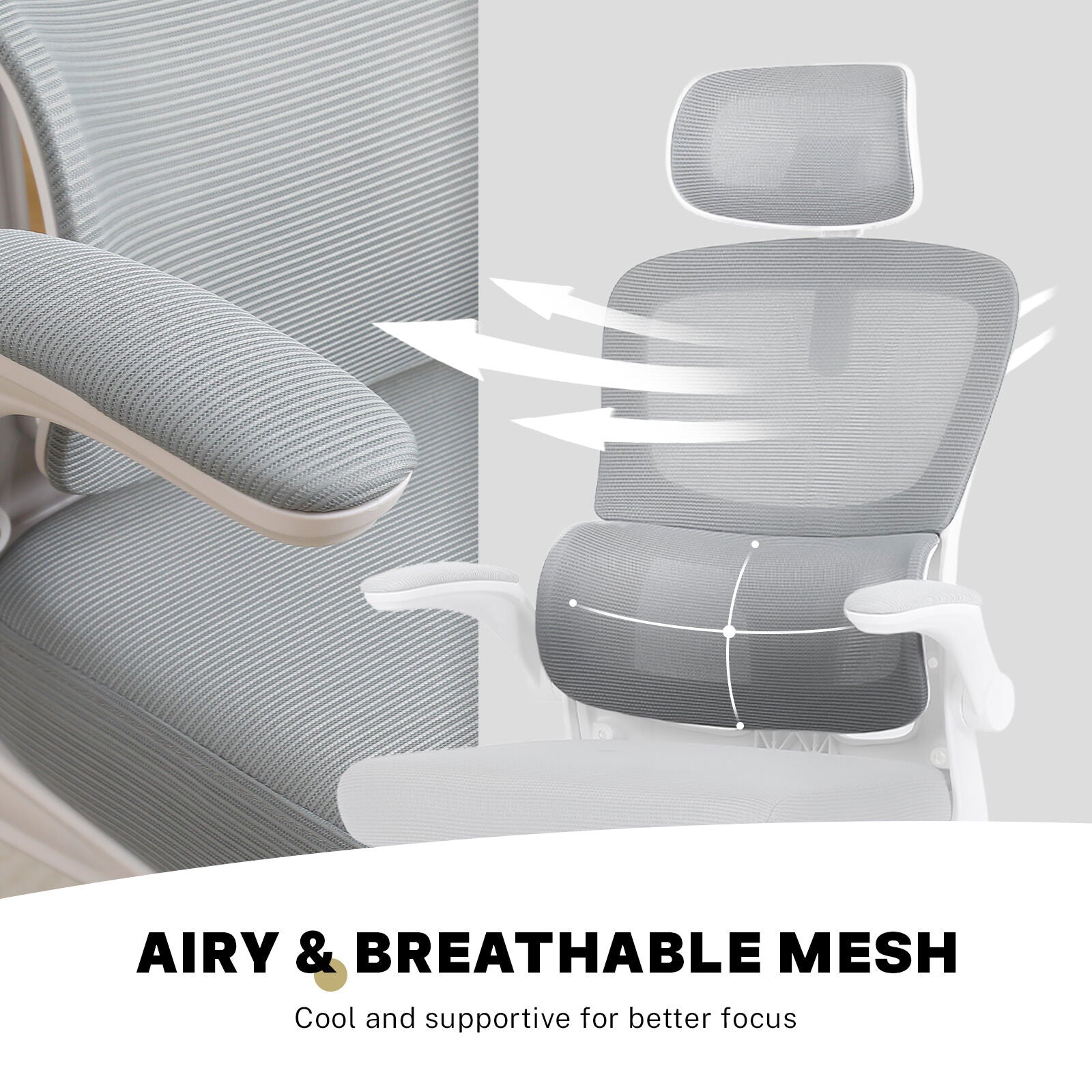 Work Office Chair - Lumber Support, Flip-up Armrest, Adjustable Headrest SITIO - GREY 7