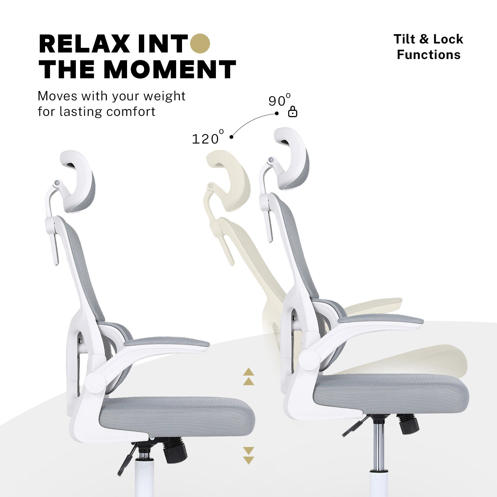 Work Office Chair - Lumber Support, Flip-up Armrest, Adjustable Headrest SITIO - GREY 8