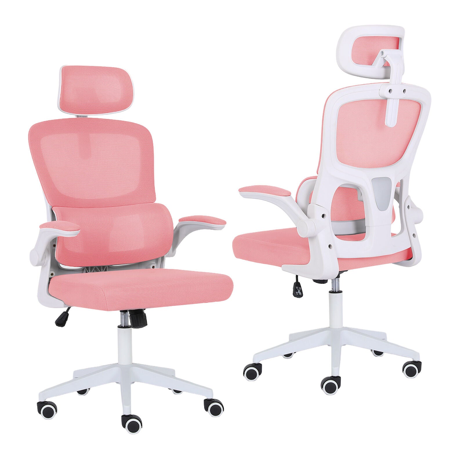 Work Office Chair - Lumber Support, Flip-up Armrest, Adjustable Headrest SITIO - Pink