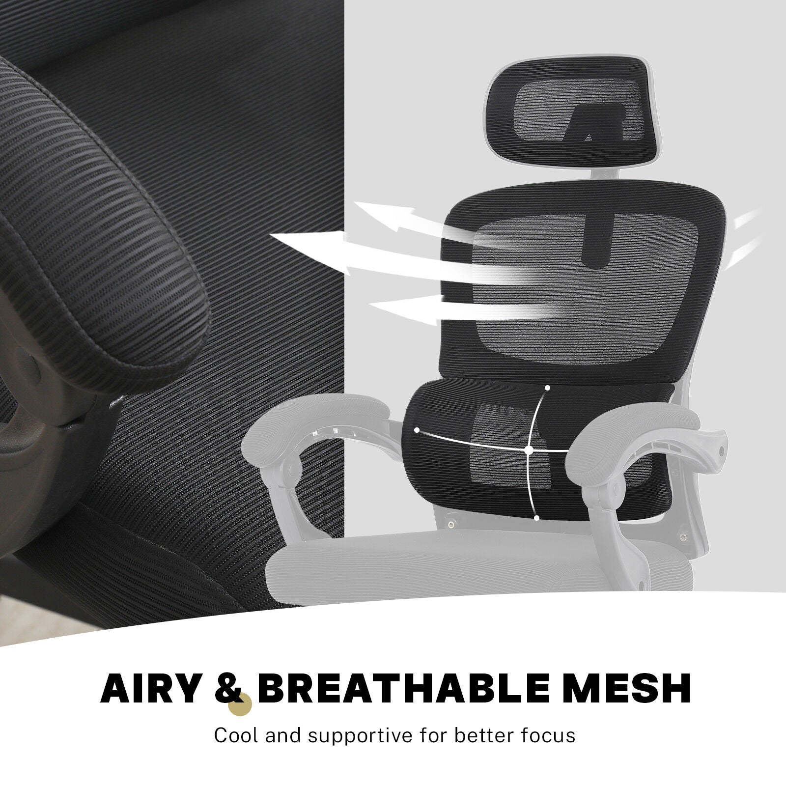 Ergonomic Reclining Office Chair - Lumbar Support, Adjustable Headrest VELTRA - BLACK 7