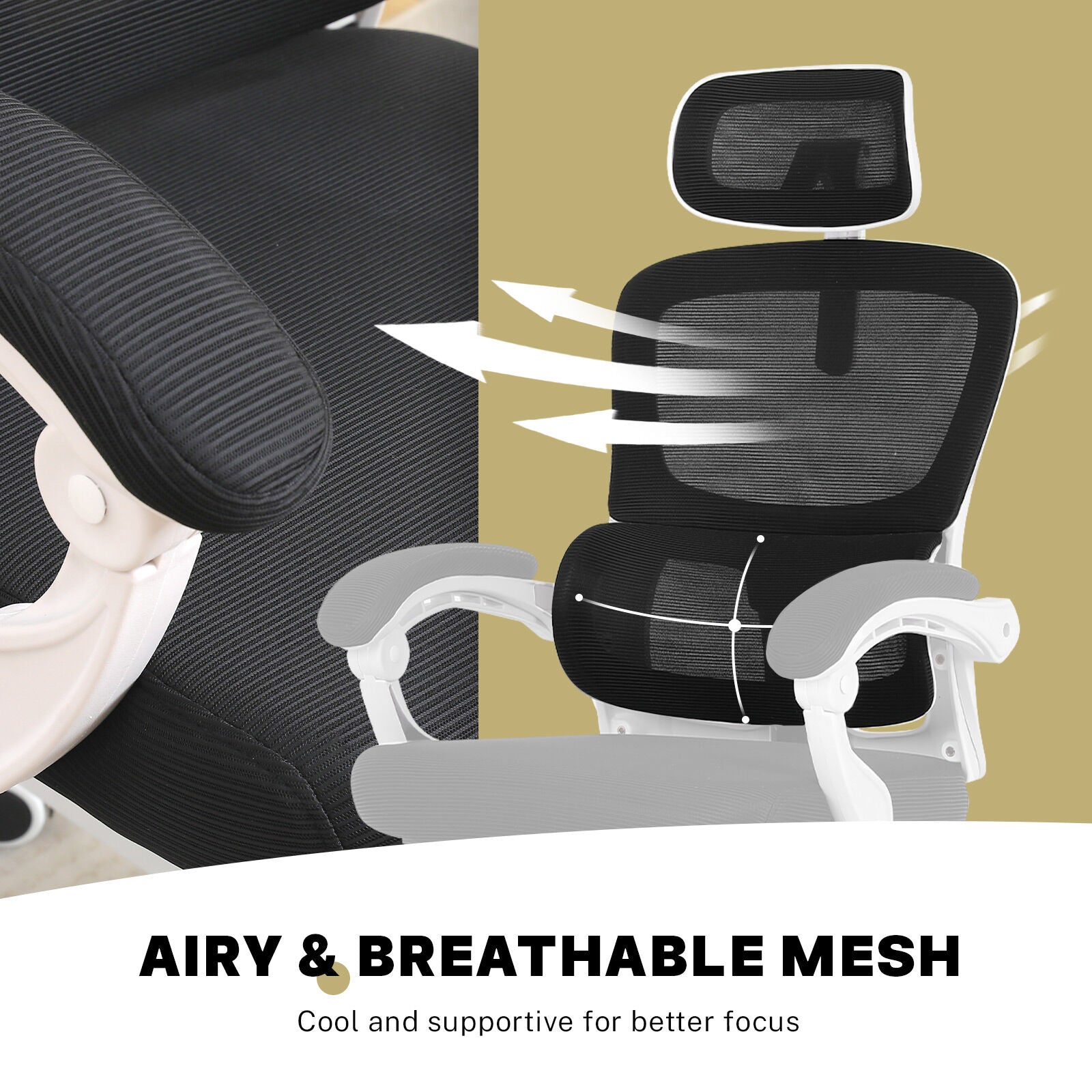 Ergonomic Reclining Office Chair - Footrest, Lumbar Support, Adjustable Headrest VELTRA - BLACK 7