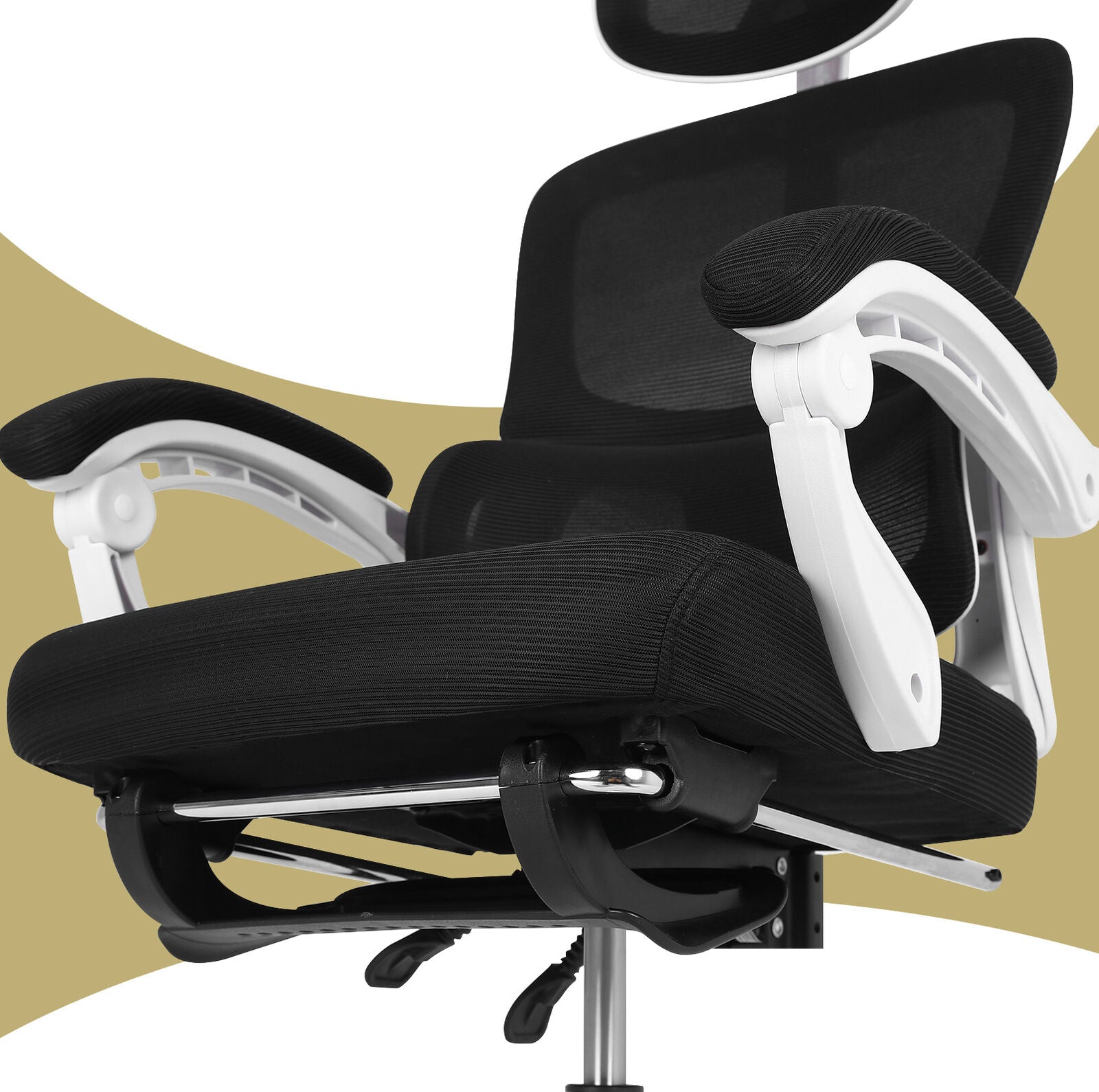 Ergonomic Reclining Office Chair - Footrest, Lumbar Support, Adjustable Headrest VELTRA - BLACK 9