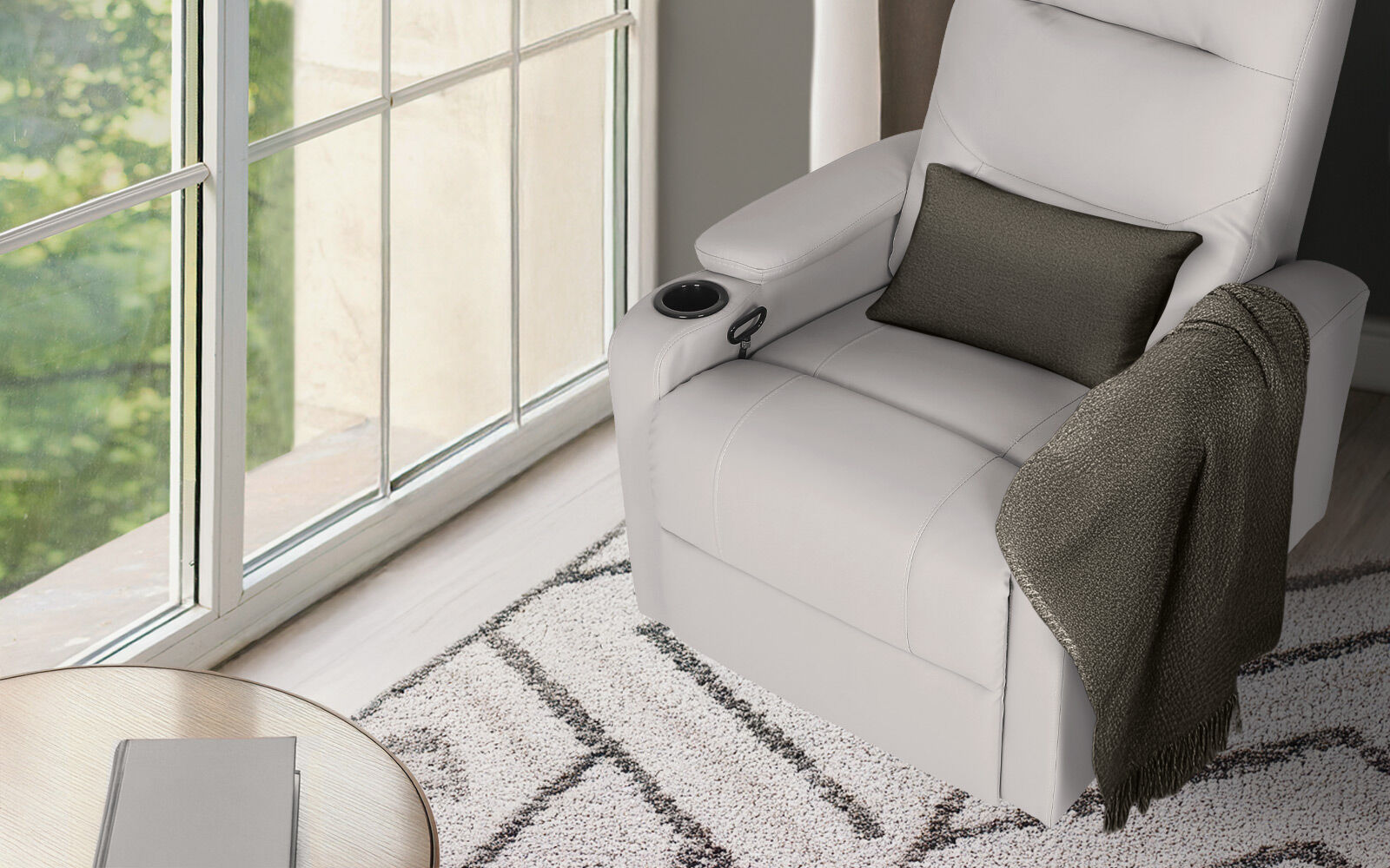 Home Recliner Chair - PU Leather Sofa Lounge Armchair DAKOTA GREY