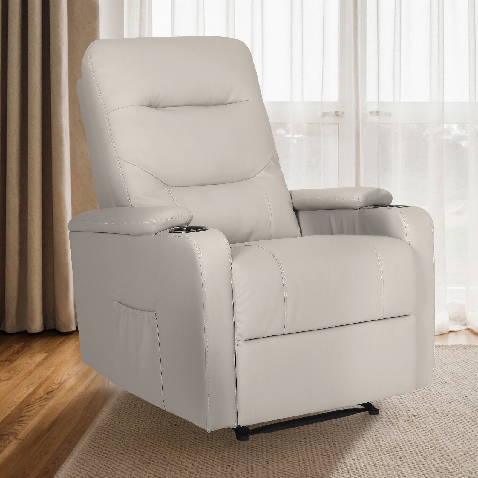 Home Recliner Chair - PU Leather Sofa Lounge Armchair DAKOTA GREY 4