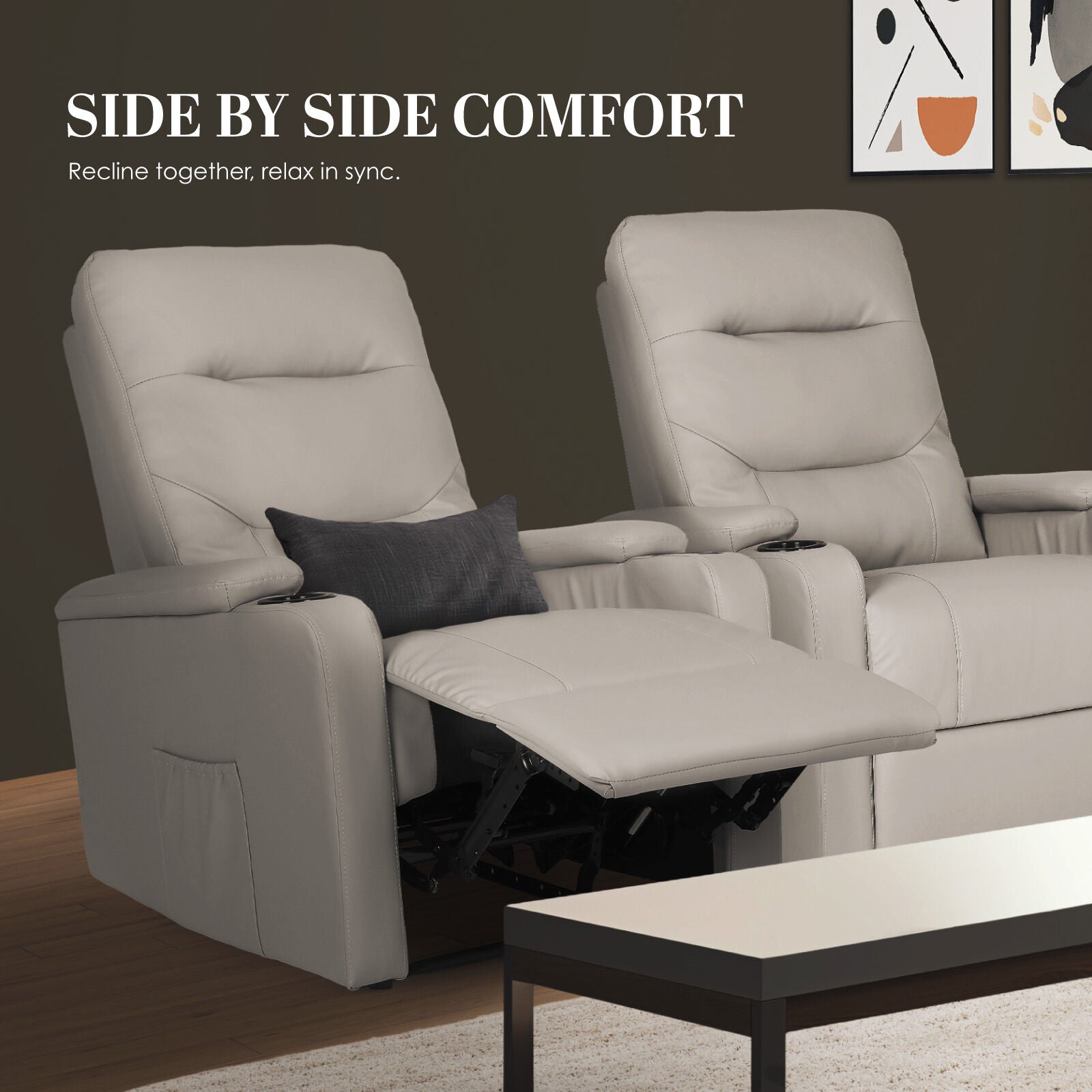 Home Recliner Chair - PU Leather Sofa Lounge Armchair DAKOTA GREY 5