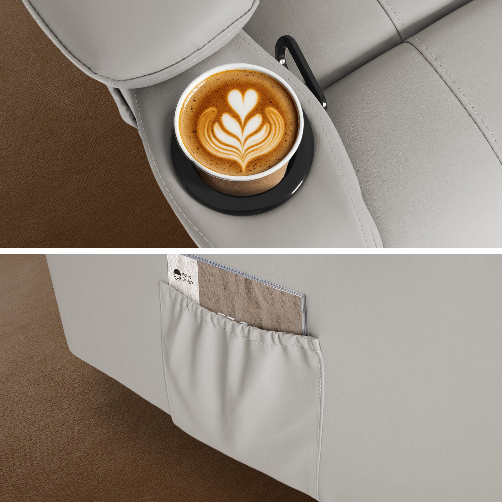 Home Recliner Chair - PU Leather Sofa Lounge Armchair DAKOTA GREY 8