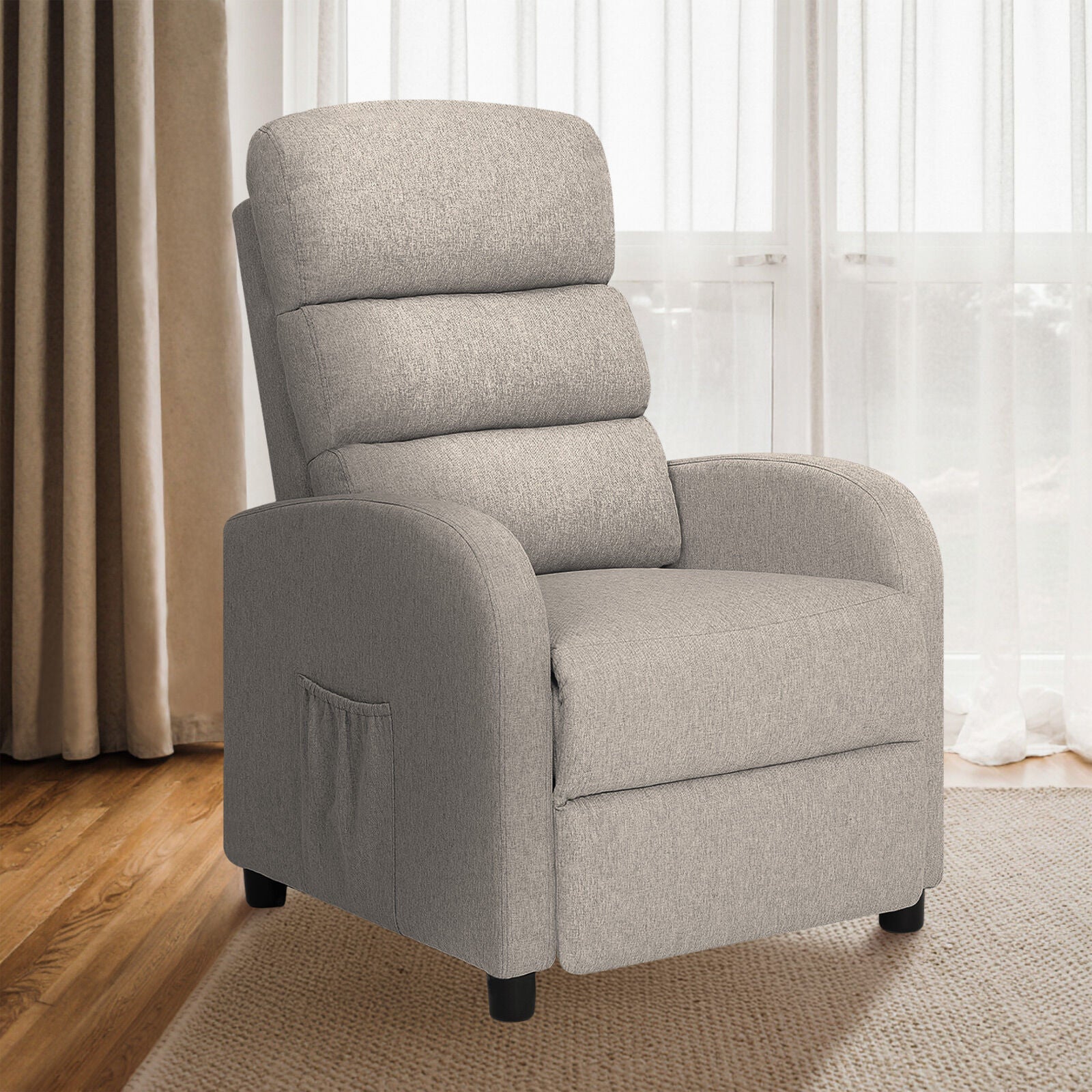 Home Recliner Chair - Linen Fabric Sofa Lounge Armchair SHILOH GREY 4