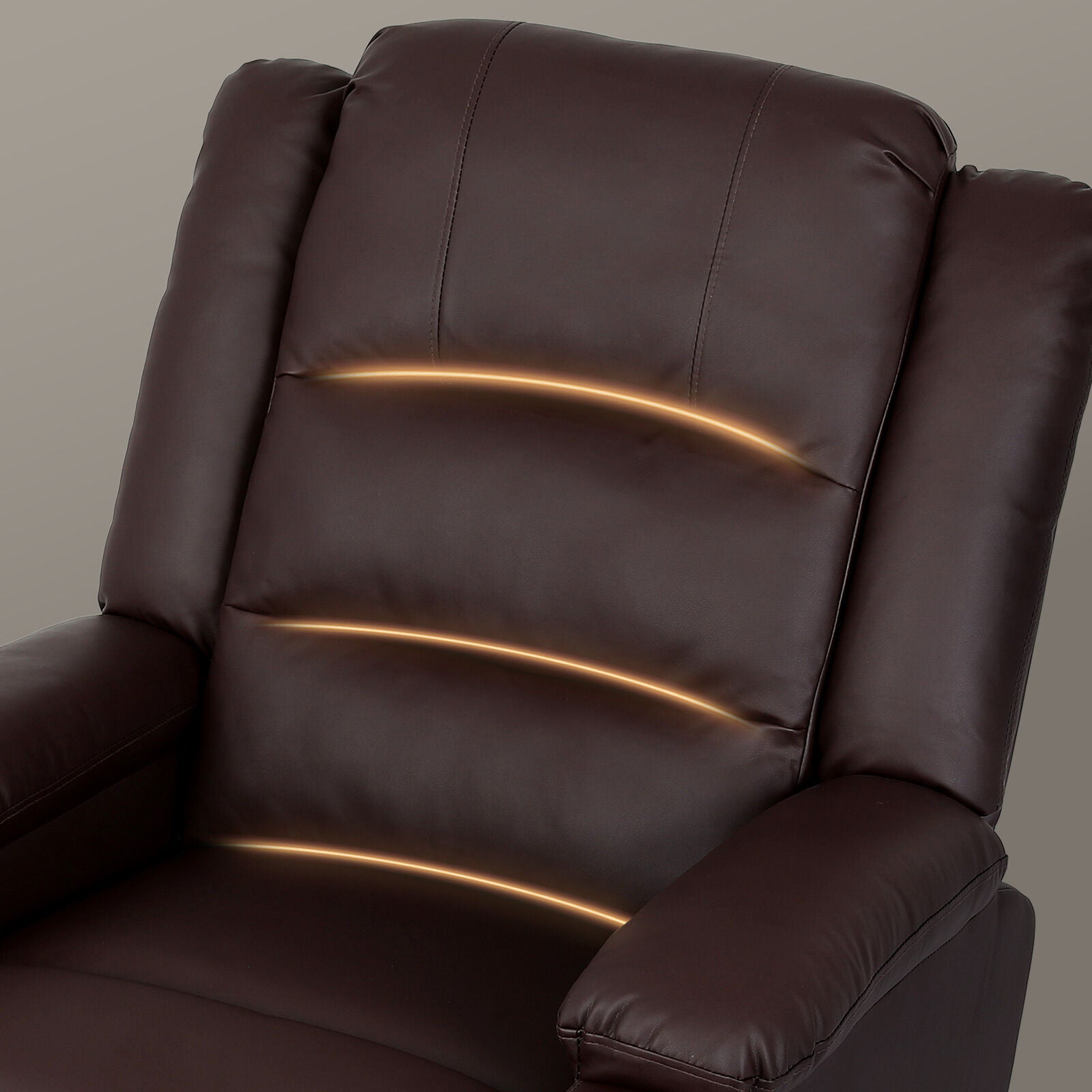 Home Recliner Chair - PU Leather Sofa Lounge Armchair MARLO BROWN 8