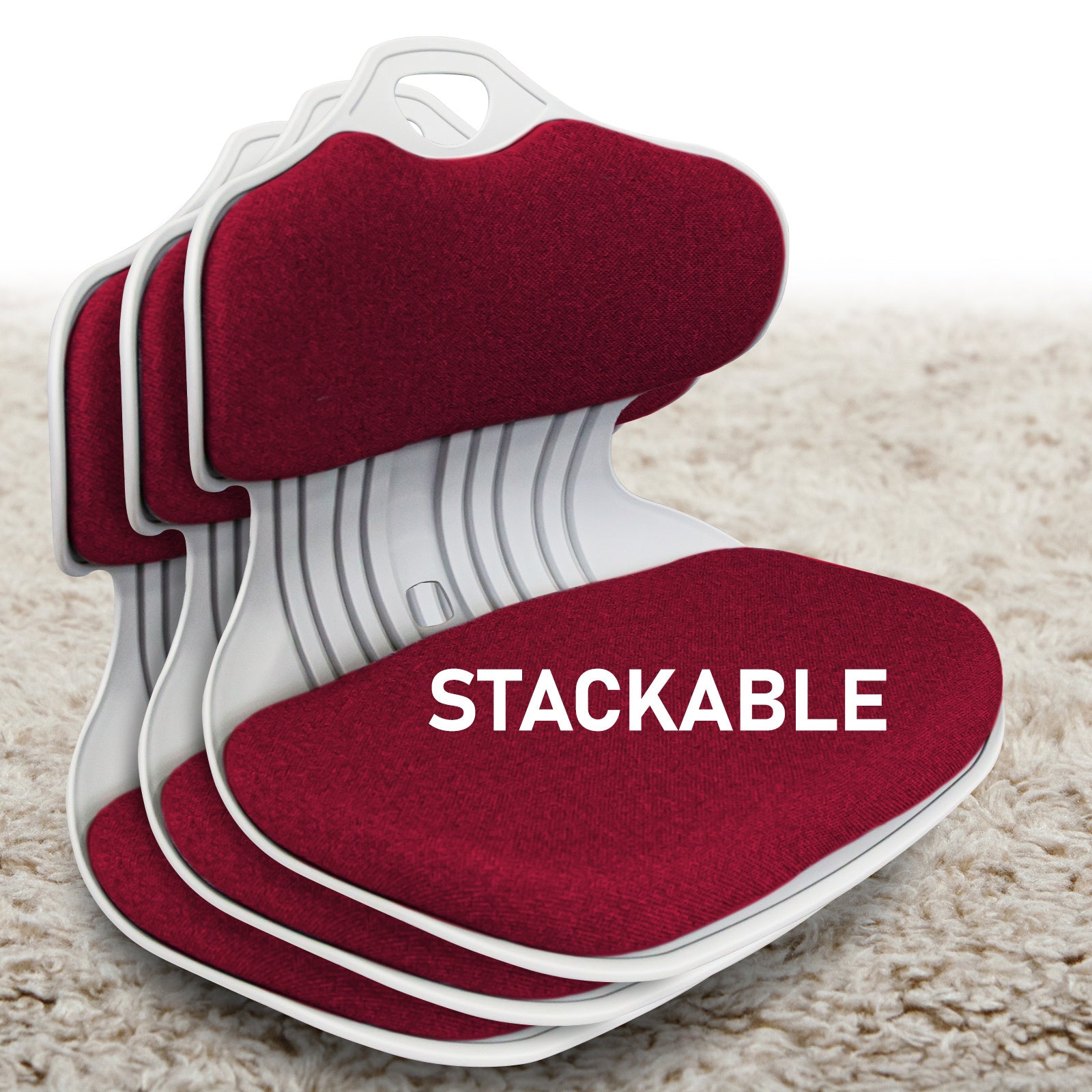 Slender Chair Posture Correction Seat Floor Lounge Padded Stackable RED 7