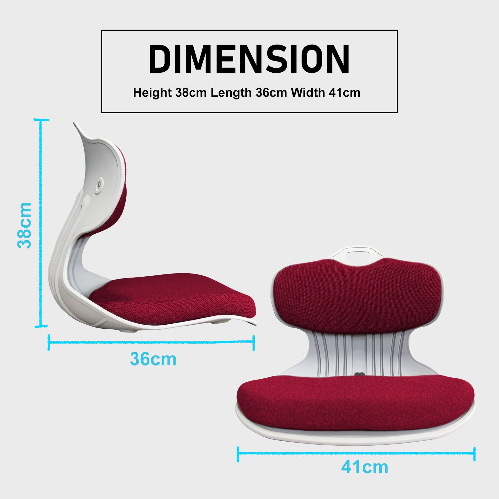 Slender Chair Posture Correction Seat Floor Lounge Padded Stackable RED 12