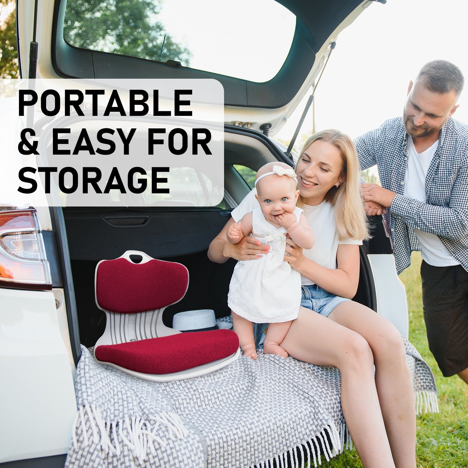 2X Slender Chair Posture Correction Seat Floor Lounge Padded Stackable RED 10