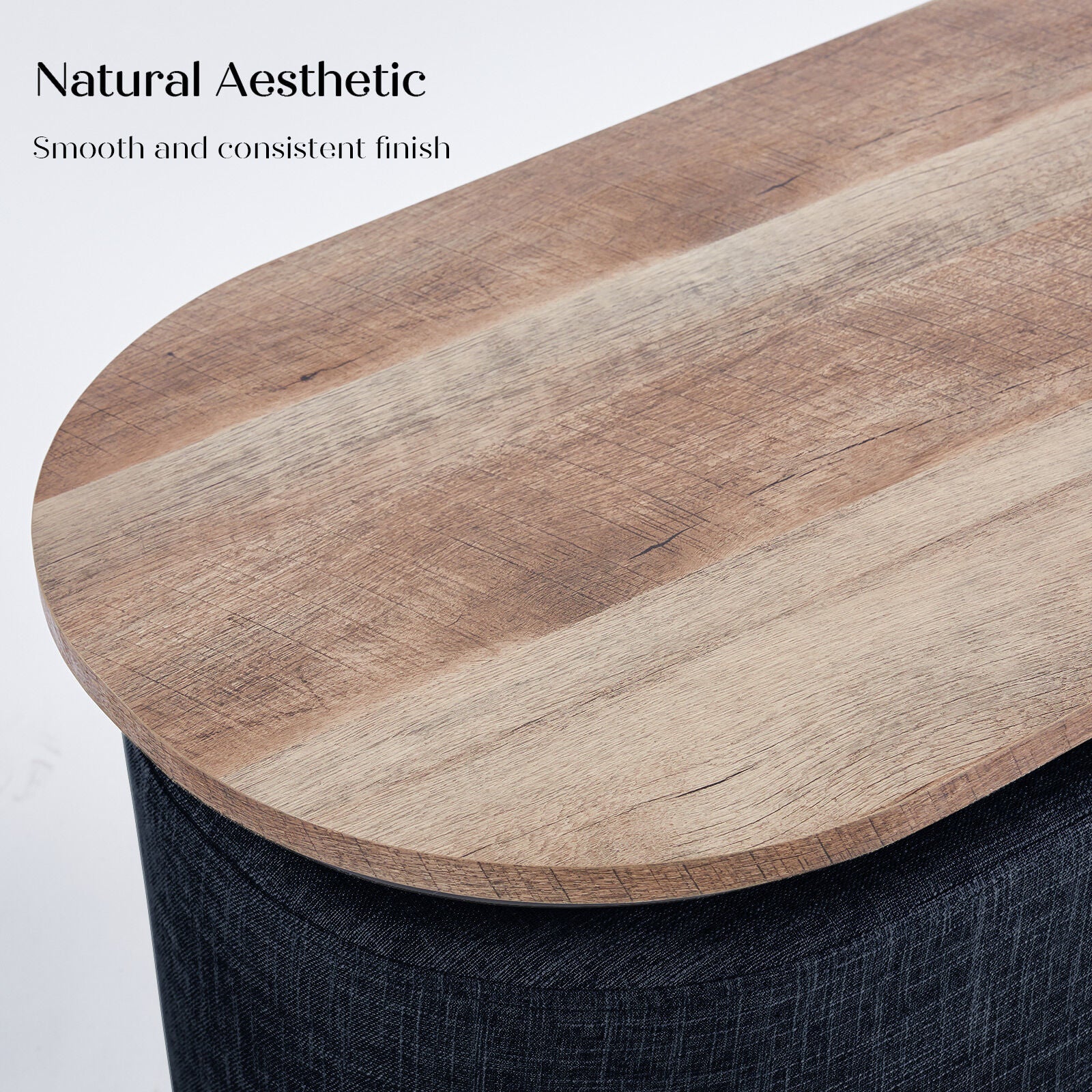 3 Piece Set Coffee Table & Ottoman Wood Side End Table Industrial - Black 4