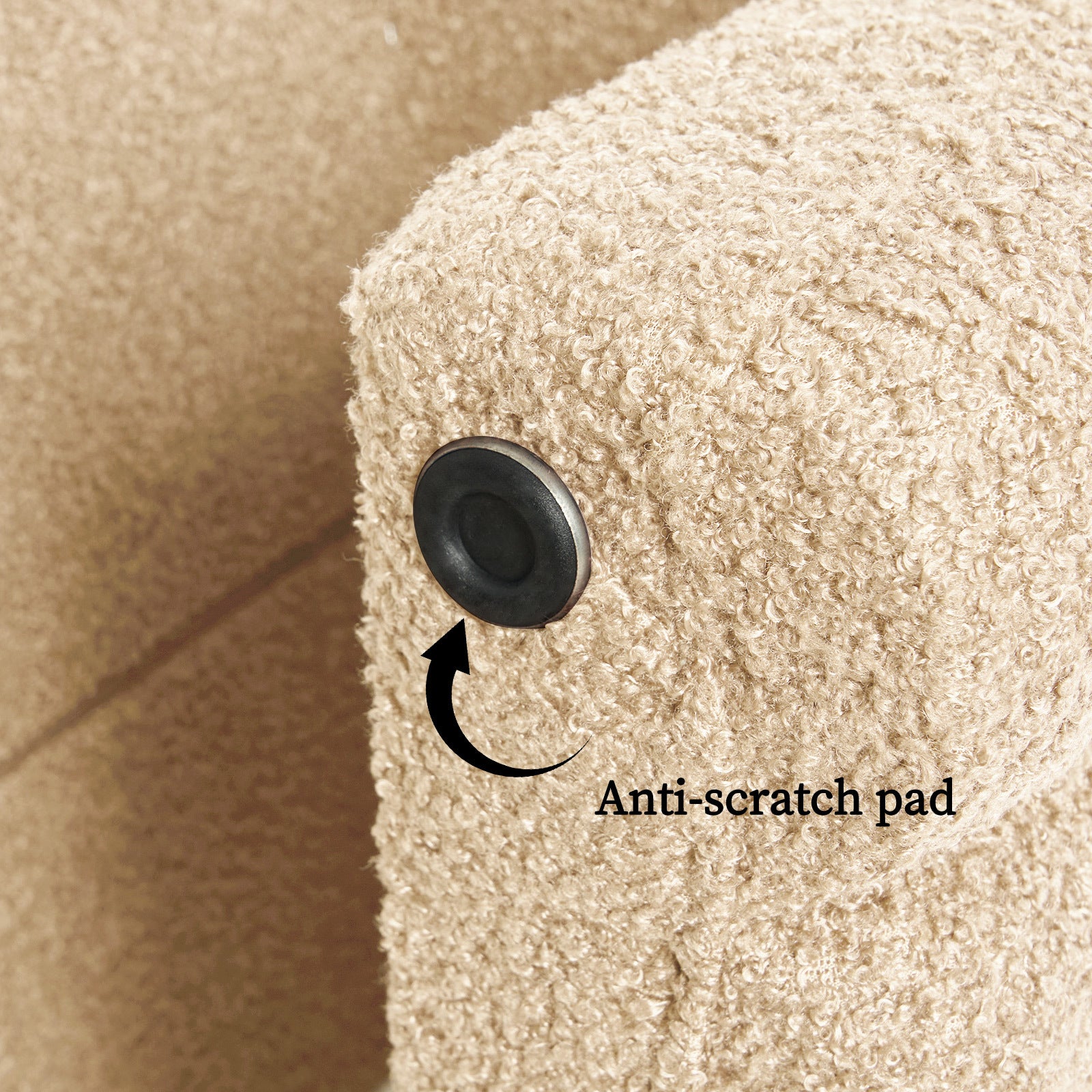 Ridge Arch Ottoman Stool Teddy Fleece Fabric Foot Rest 45cm BEIGE 9