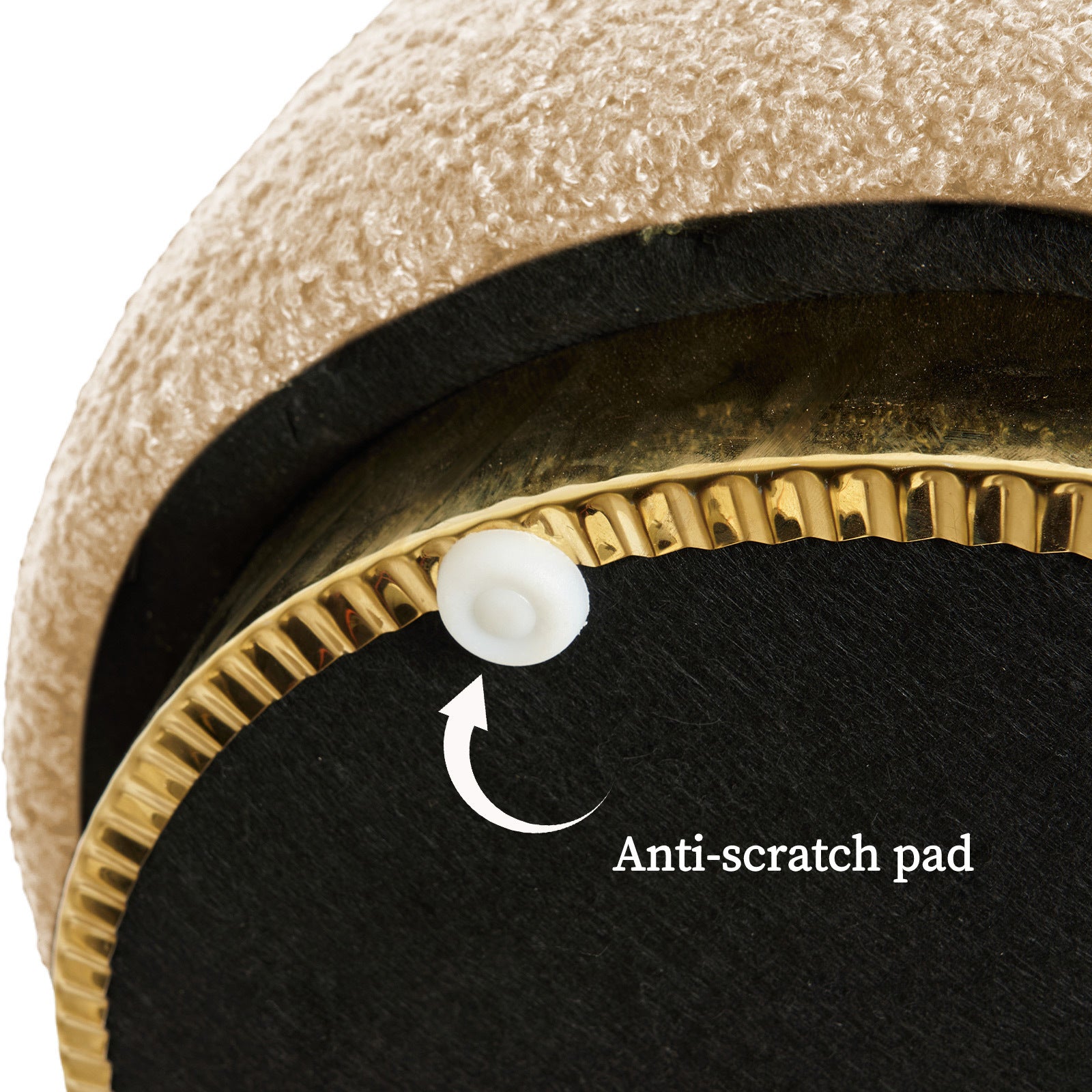 2X Round Stacked Ottoman Stool Teddy Fleece Fabric Foot Rest 38cm BEIGE 8