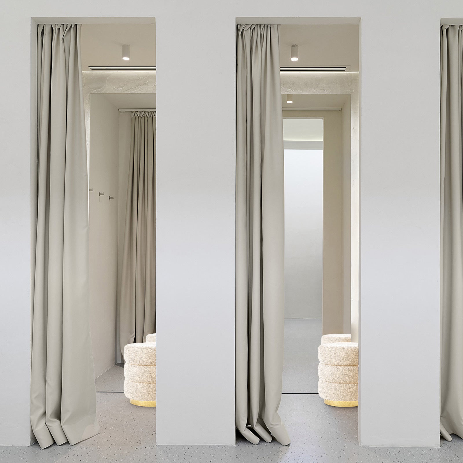 2X Round Stacked Ottoman Stool Teddy Fleece Fabric Foot Rest 38cm BEIGE 10