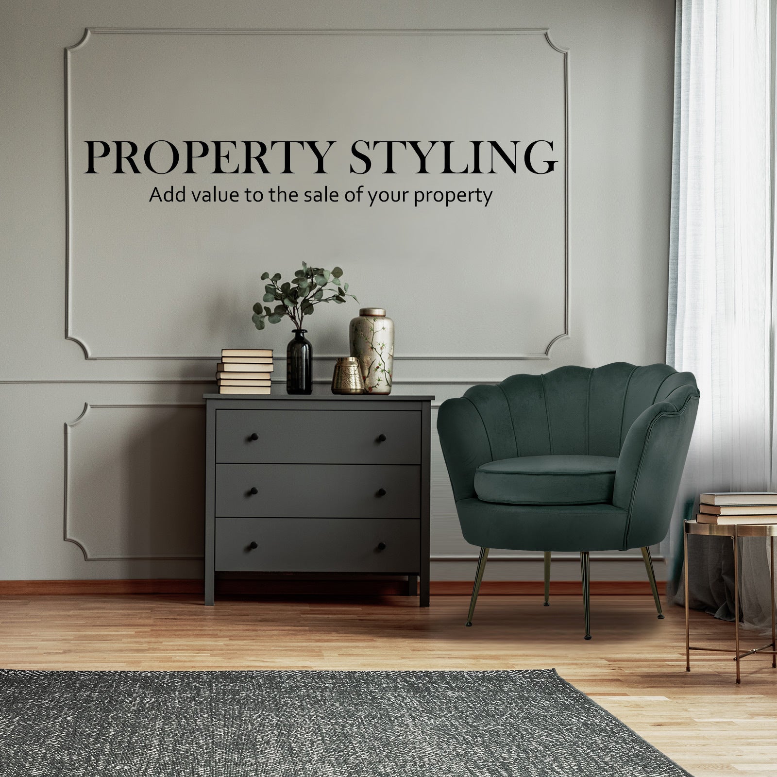 Armchair Padded Lounge Chair Accent Velvet Shell Scallop GREEN 4