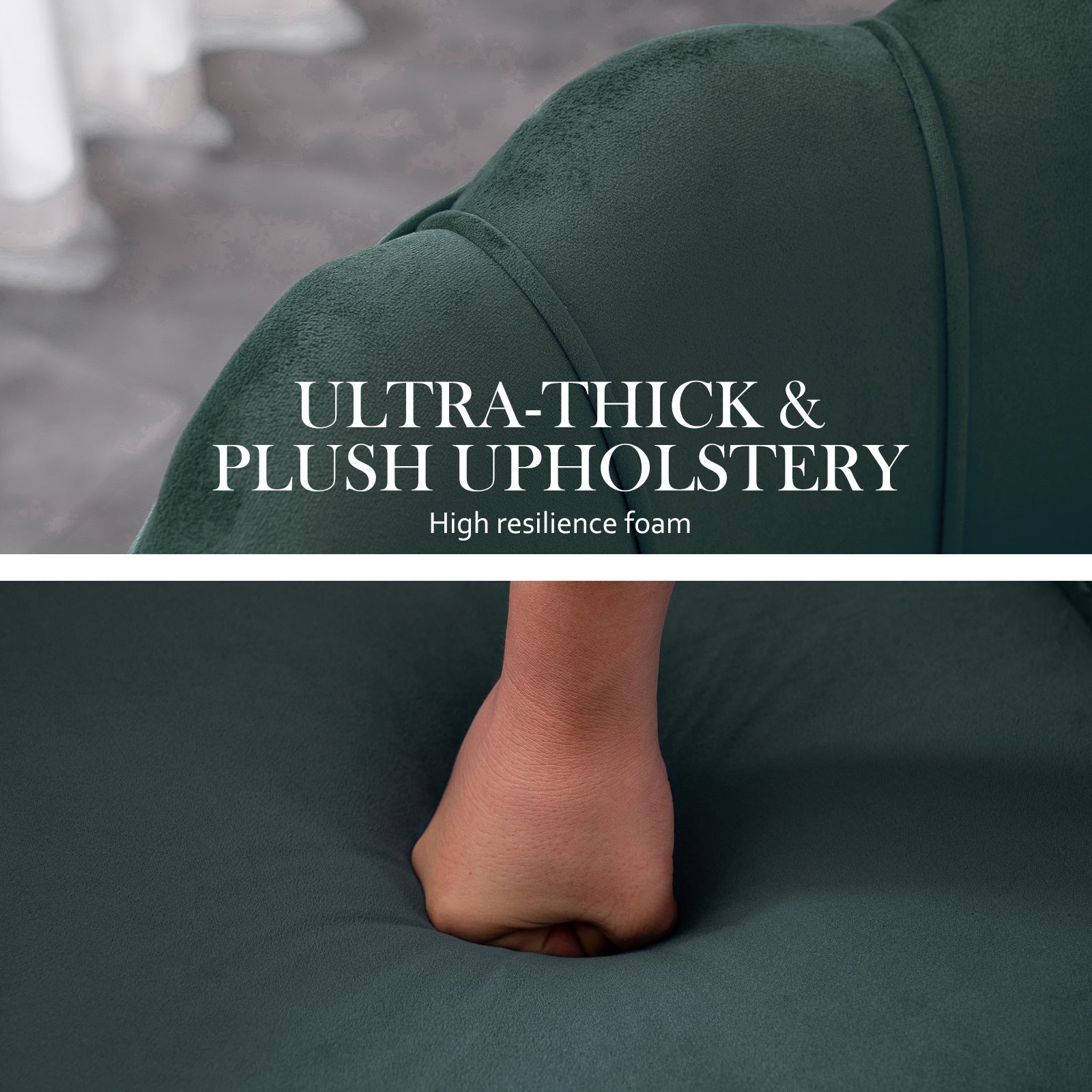 Armchair Padded Lounge Chair Accent Velvet Shell Scallop GREEN 10