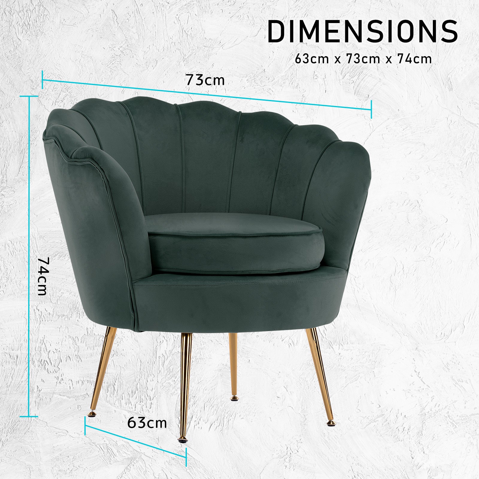 Armchair Padded Lounge Chair Accent Velvet Shell Scallop GREEN 12