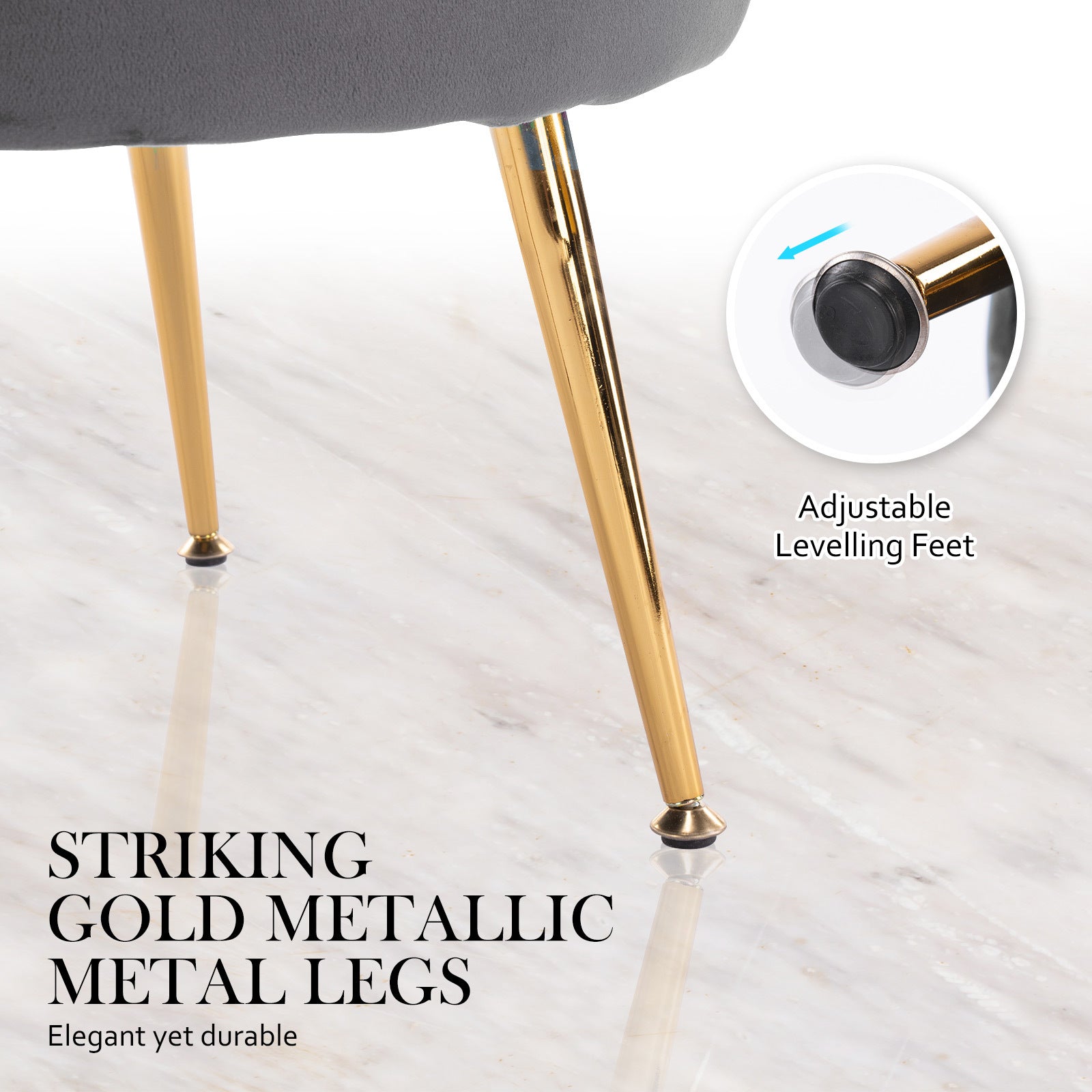 Armchair Padded Lounge Chair Accent Velvet Shell Scallop GREY 9