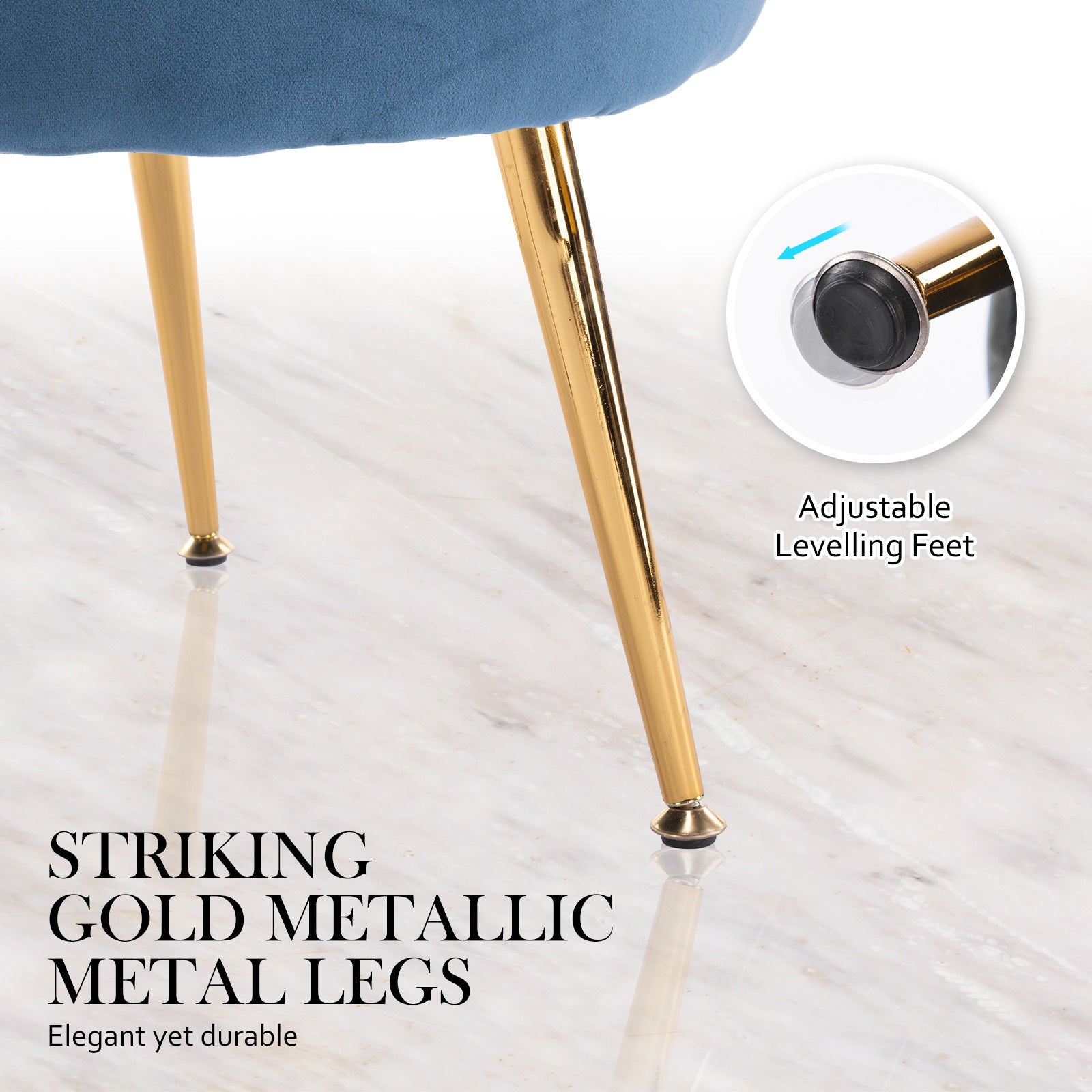 Armchair Padded Lounge Chair Accent Velvet Shell Scallop NAVY BLUE 9