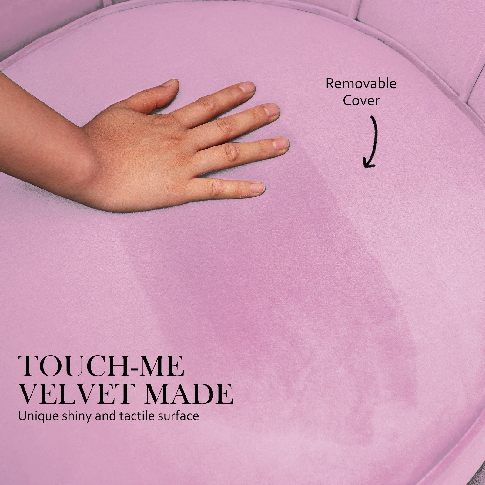 Armchair Lounge Chair Accent Velvet Shell Scallop + Round Ottoman Footstool PINK 6