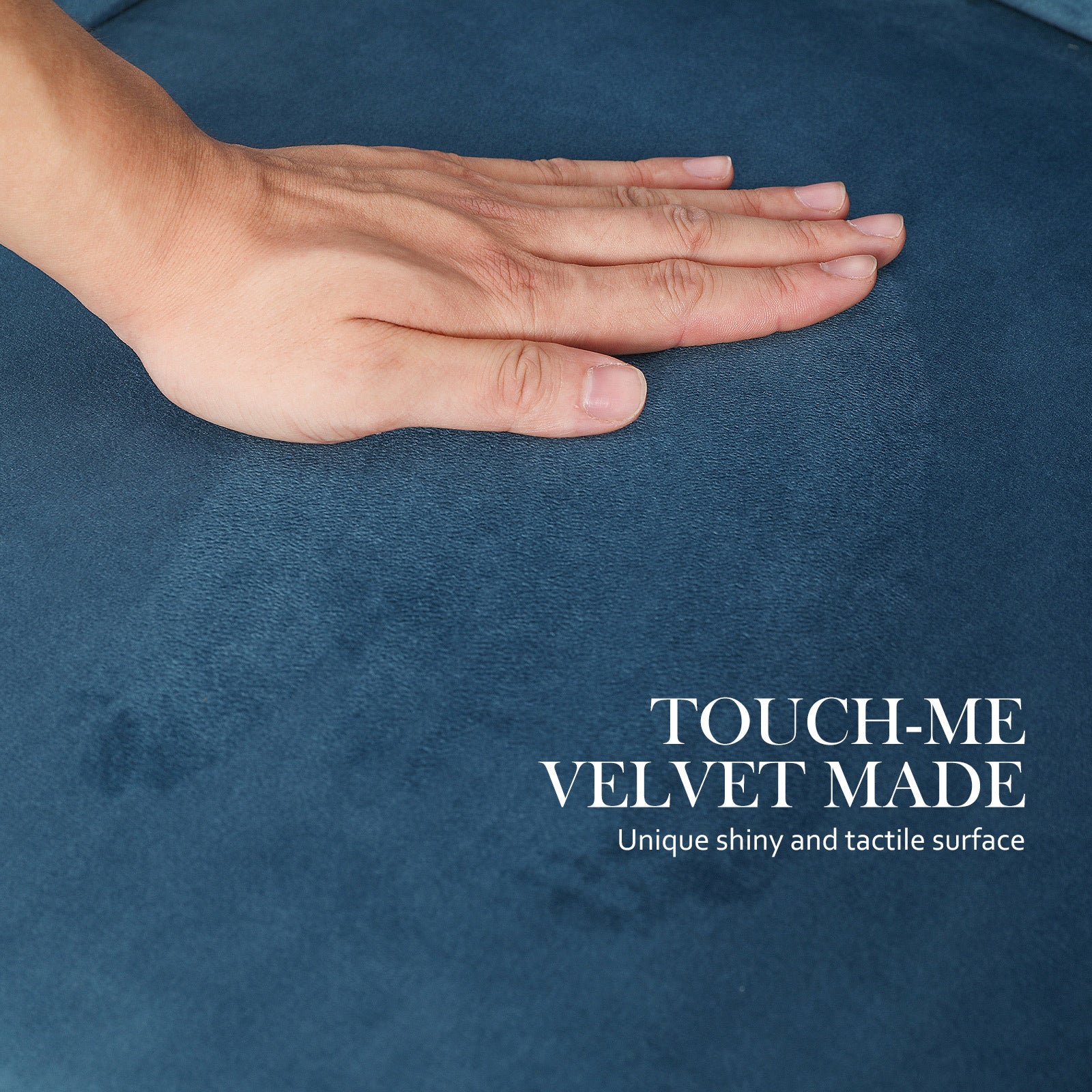 4X French Provincial Dining Chair Ring Studded Velvet Rubberwood Leg LISSE NAVY BLUE 7