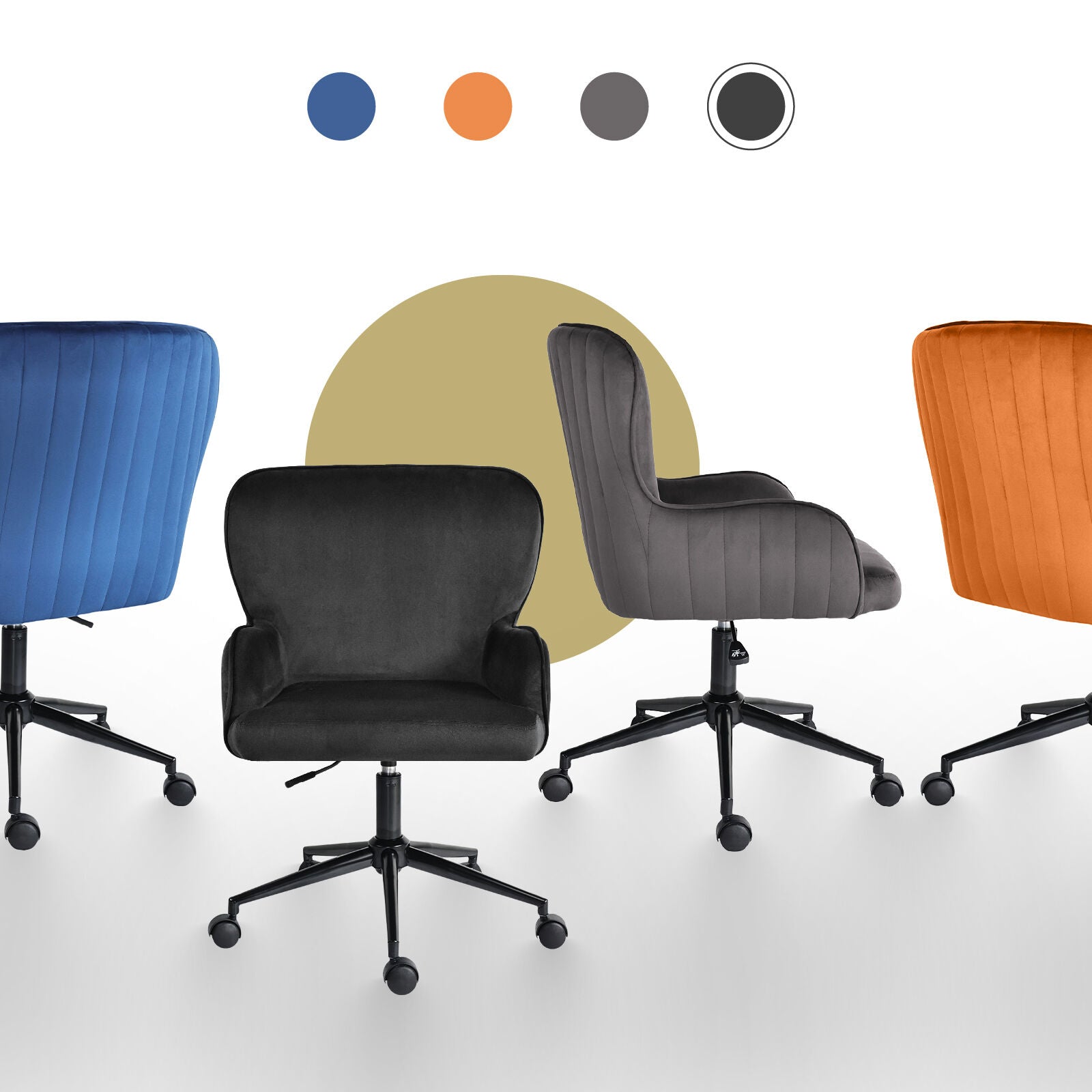 Desk Armchair - Home Office Swivel Chair Adjustable Height Seat PLUME BLACK 4