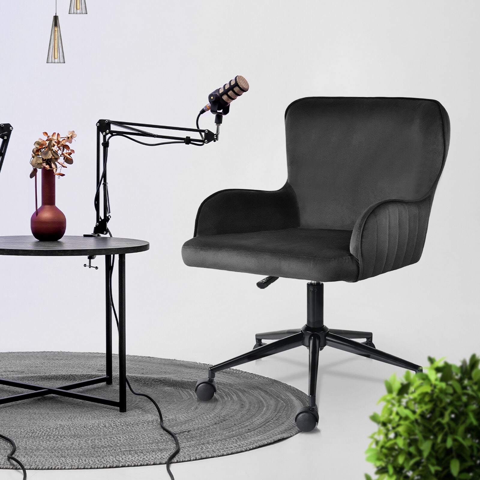 Desk Armchair - Home Office Swivel Chair Adjustable Height Seat PLUME BLACK 10