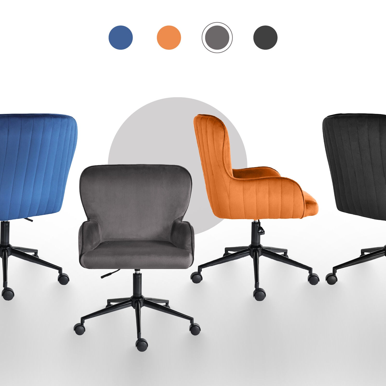 Desk Armchair - Home Office Swivel Chair Adjustable Height Seat PLUME GREY 4