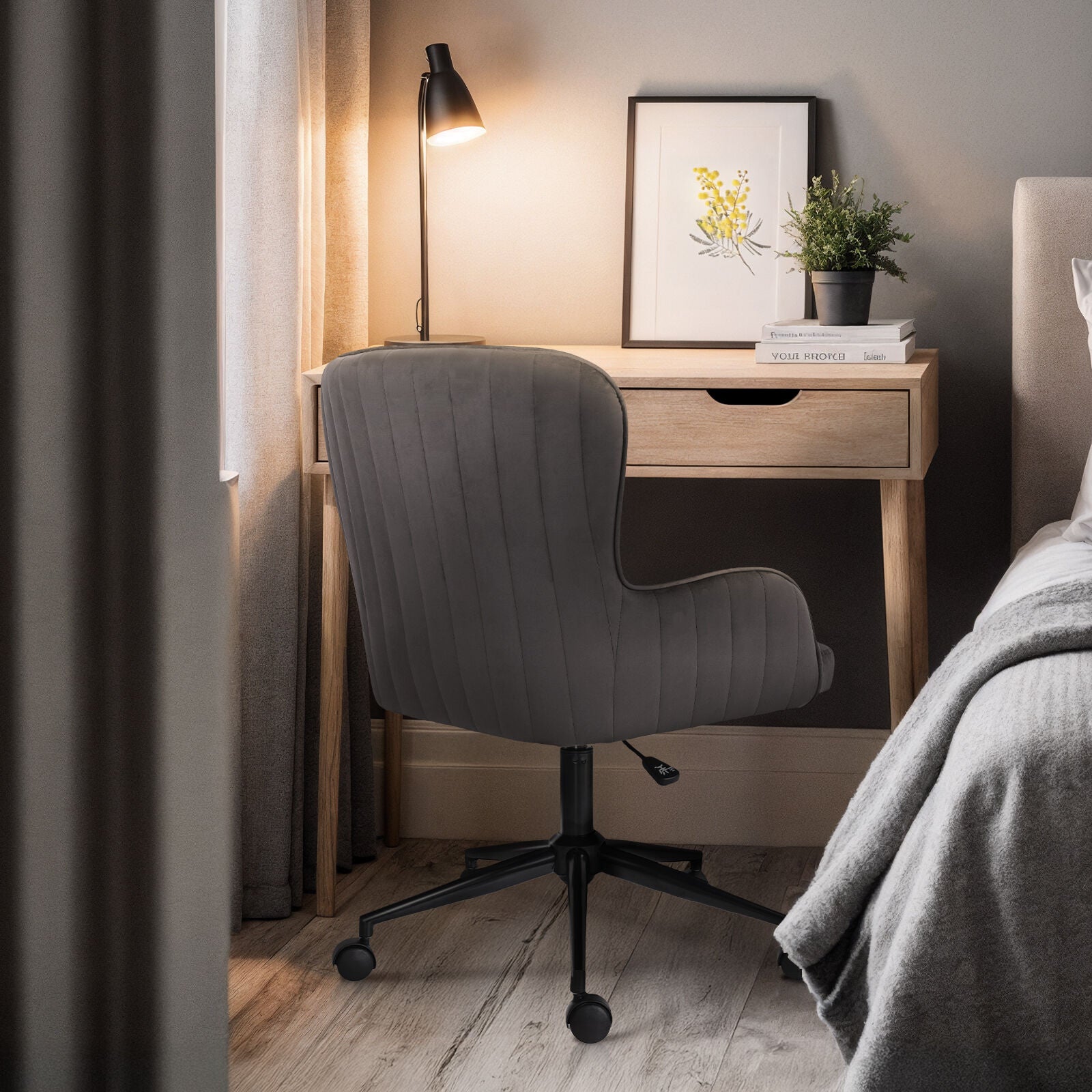 Desk Armchair - Home Office Swivel Chair Adjustable Height Seat PLUME GREY 6