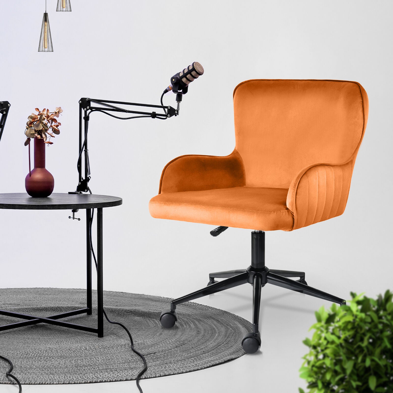 Desk Armchair - Home Office Swivel Chair Adjustable Height Seat PLUME ORANGE 5