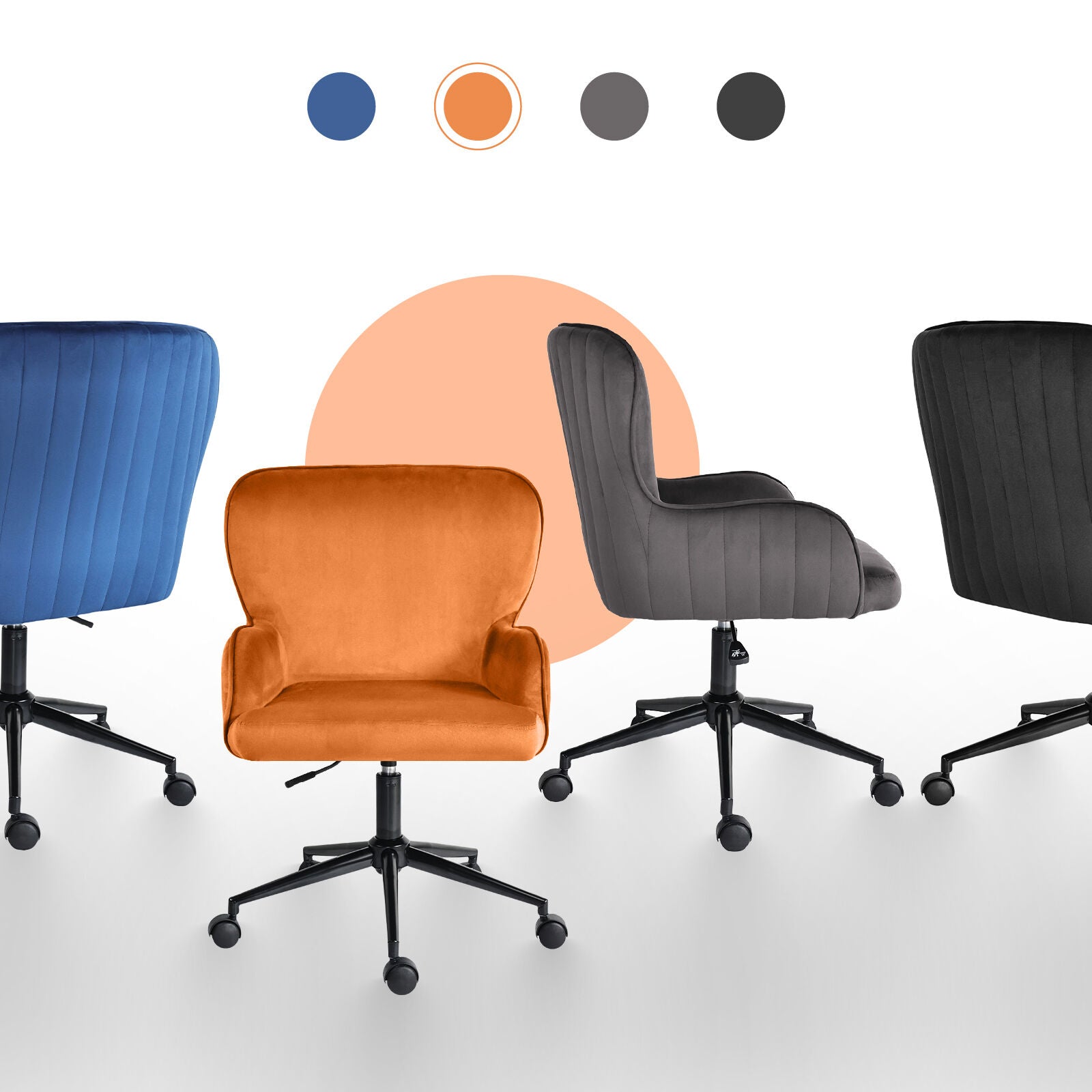 Desk Armchair - Home Office Swivel Chair Adjustable Height Seat PLUME ORANGE 10