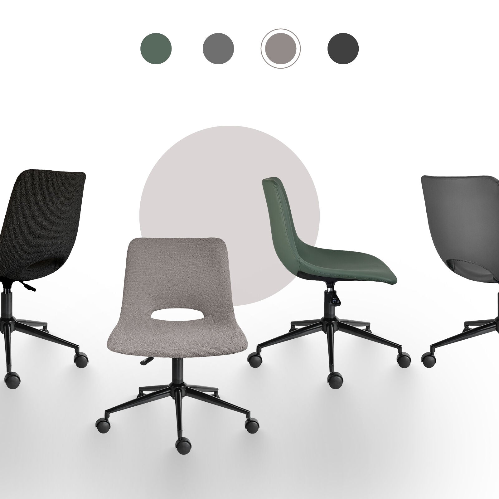 2 Set Office Desk Chair - Loop Yarn Fabric Home Swivel Chair Cut-Out Seat HALO GREY 9