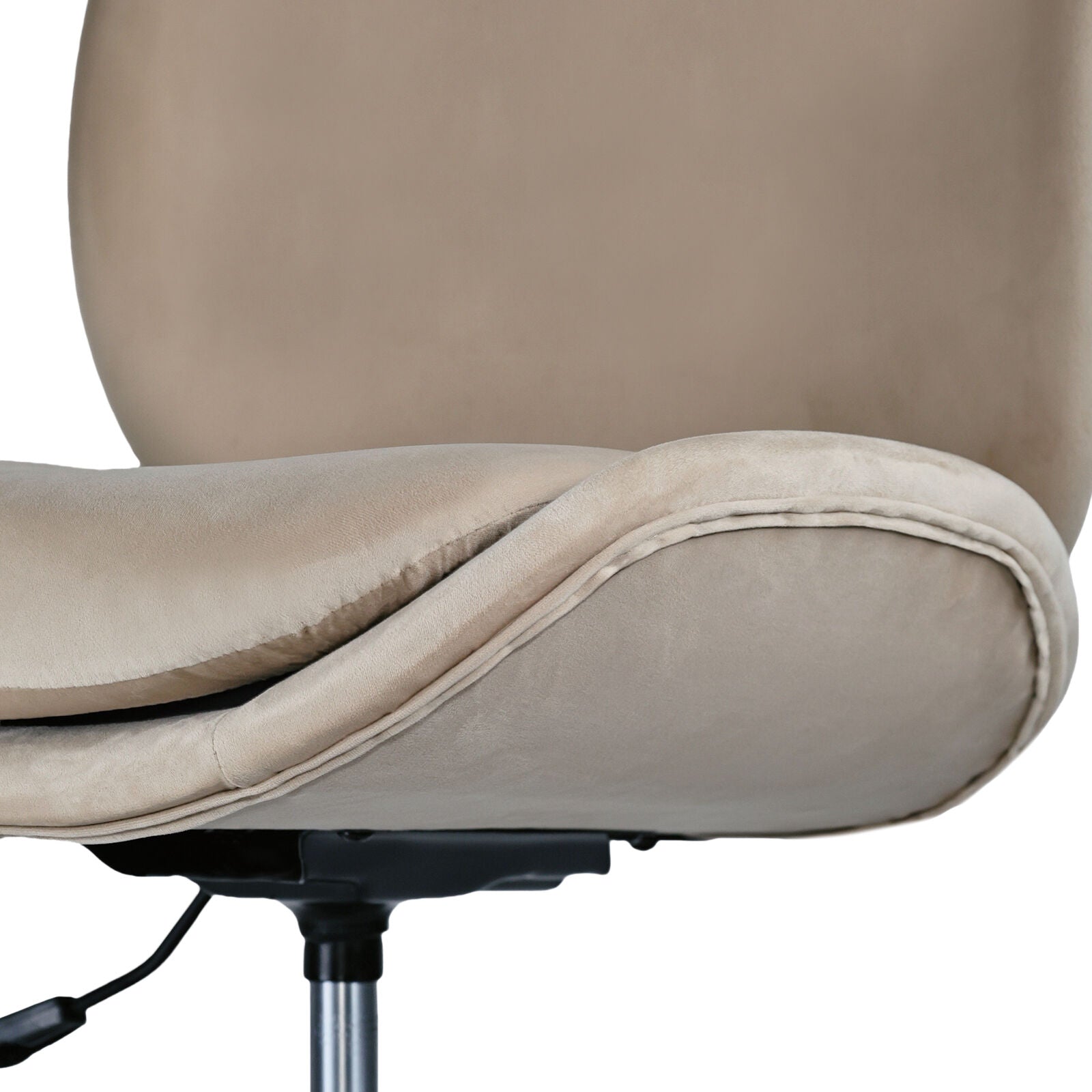 Office Desk Chair - Velvet Armless Swivel Study Seat OVOID PALE KHAKI 9