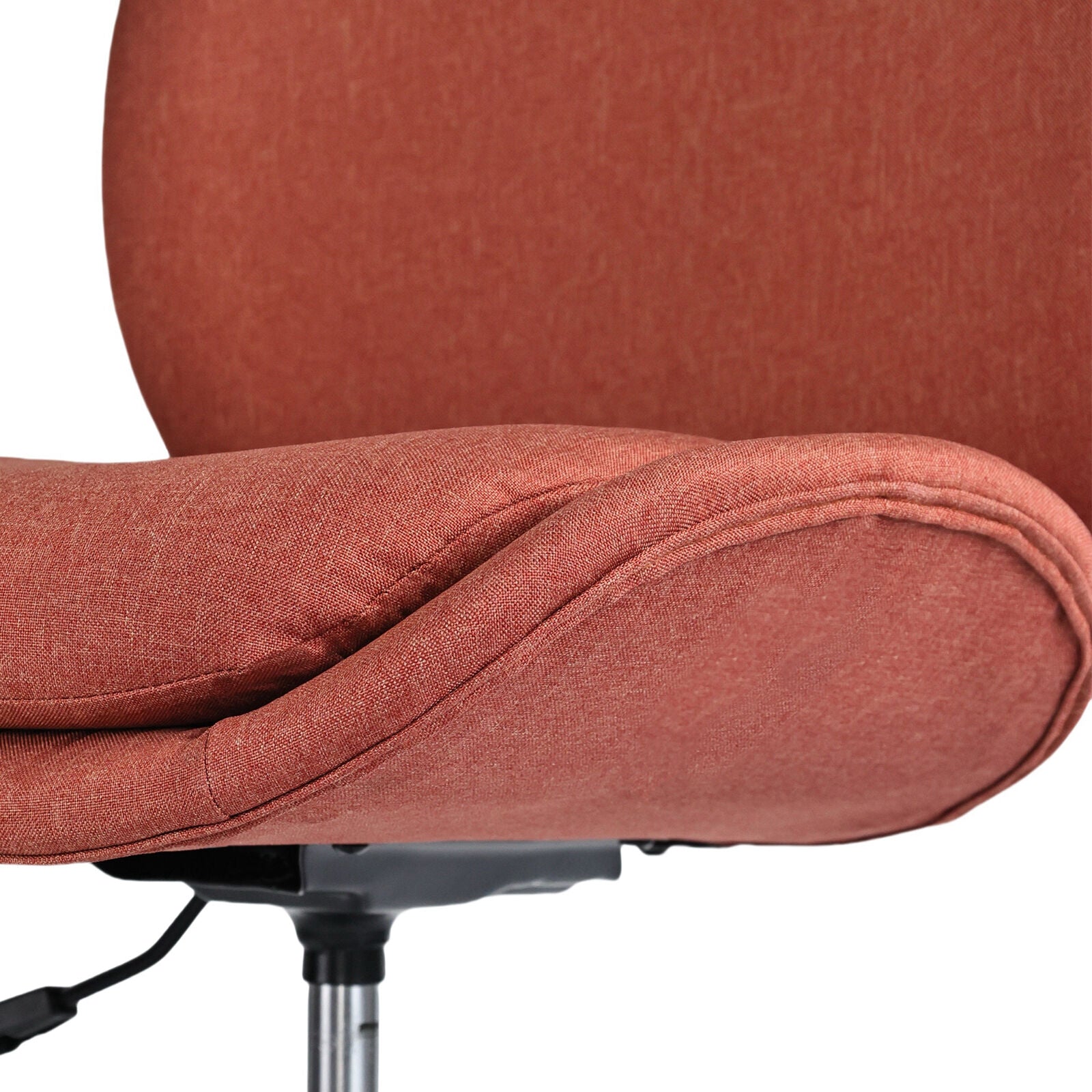 Office Desk Chair - Linen Fabric Armless Swivel Study Seat OVOID EARTHY RED 8