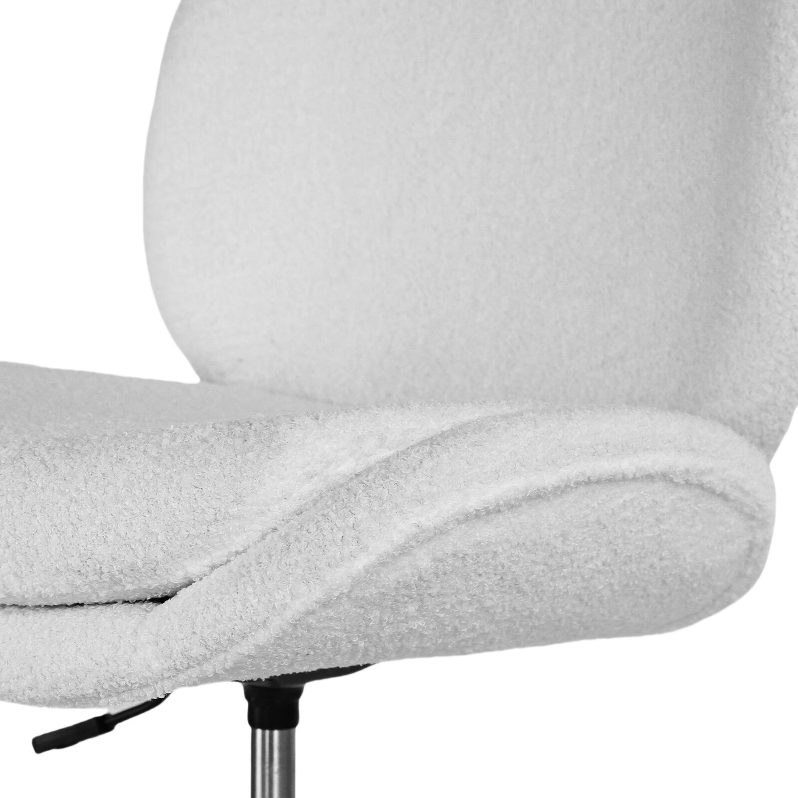 Office Desk Chair - Teddy Boucle Armless Swivel Study Seat OVOID WHITE 8