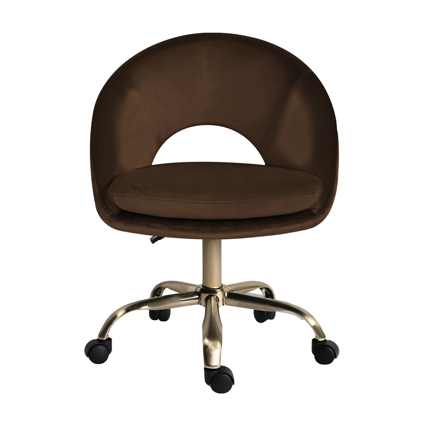 Office Desk Chair - Velvet Home Office Swivel Computer Seat COVE BROWN