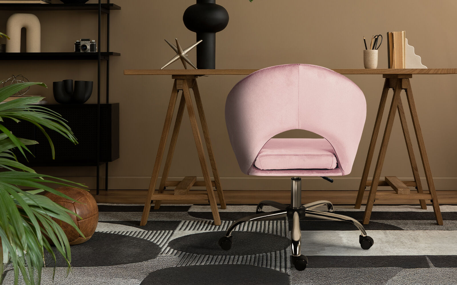 Office Desk Chair - Velvet Home Office Swivel Computer Seat COVE PINK