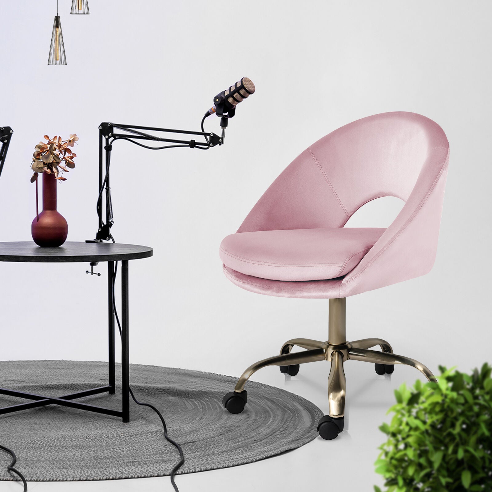 Office Desk Chair - Velvet Home Office Swivel Computer Seat COVE PINK 10