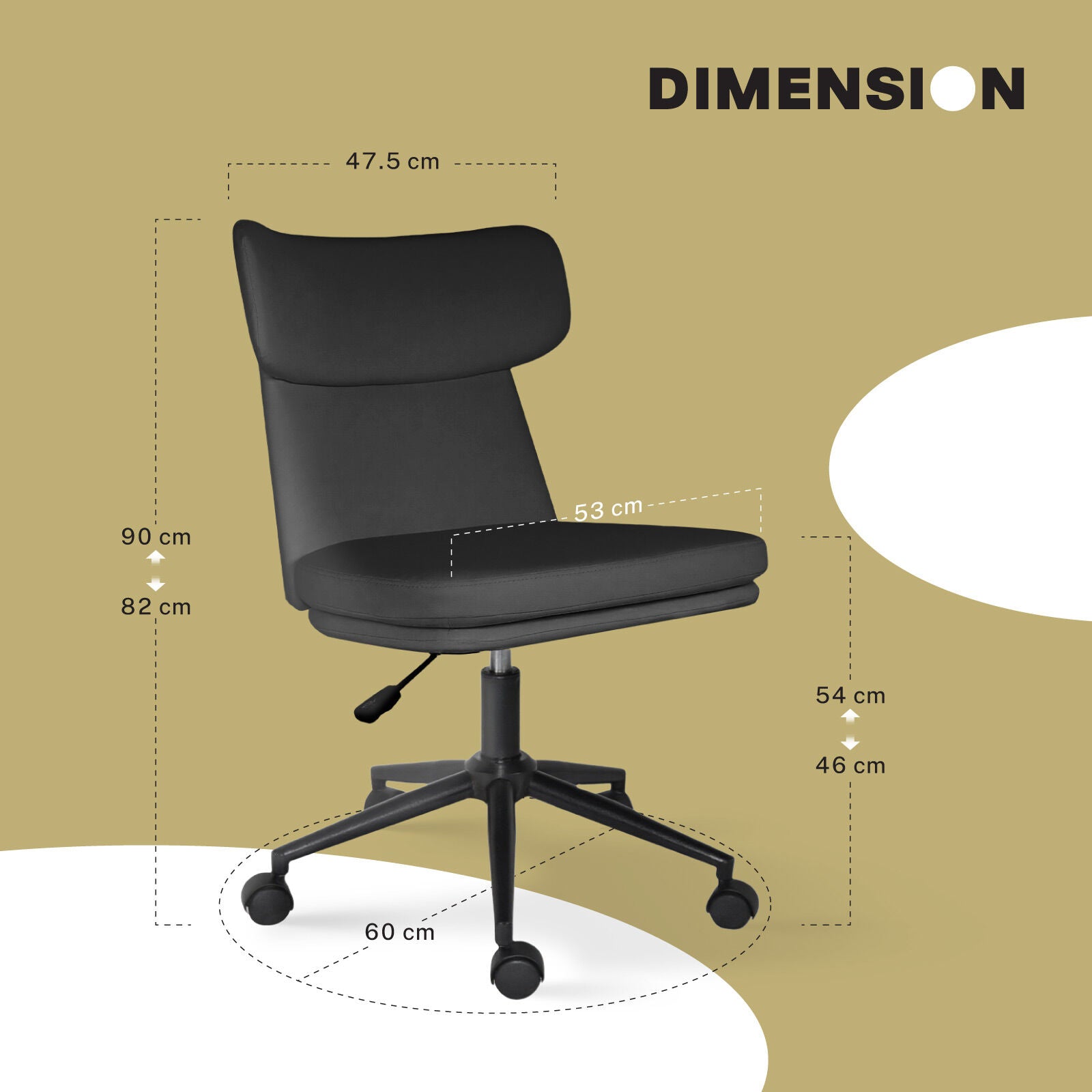 Office Desk Chair - PU Leather Home Office Swivel Chair Computer Seat BLACK 10