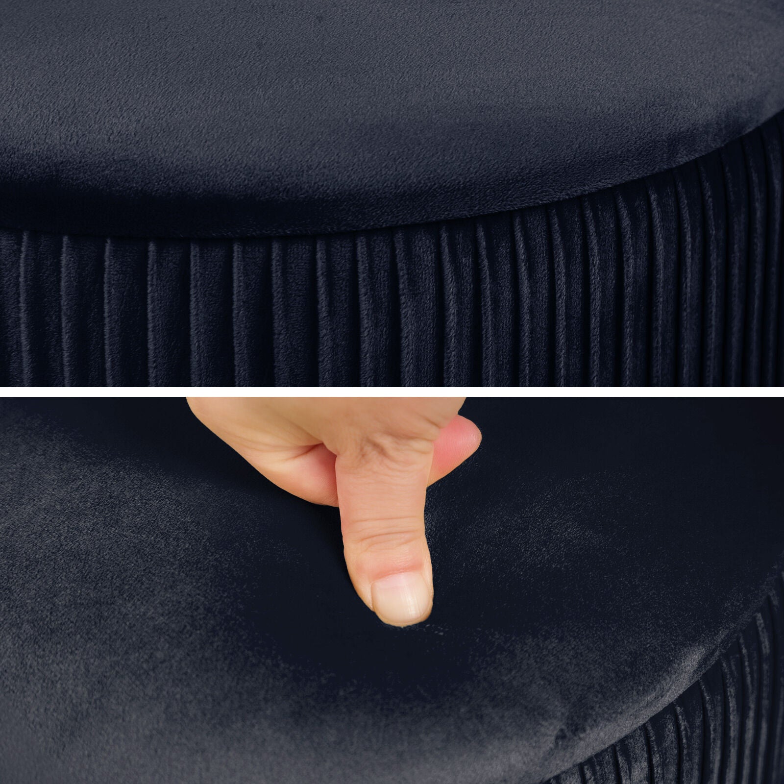 2X Side Table Storage Ottoman - Velvet Stool MIRA Black 7