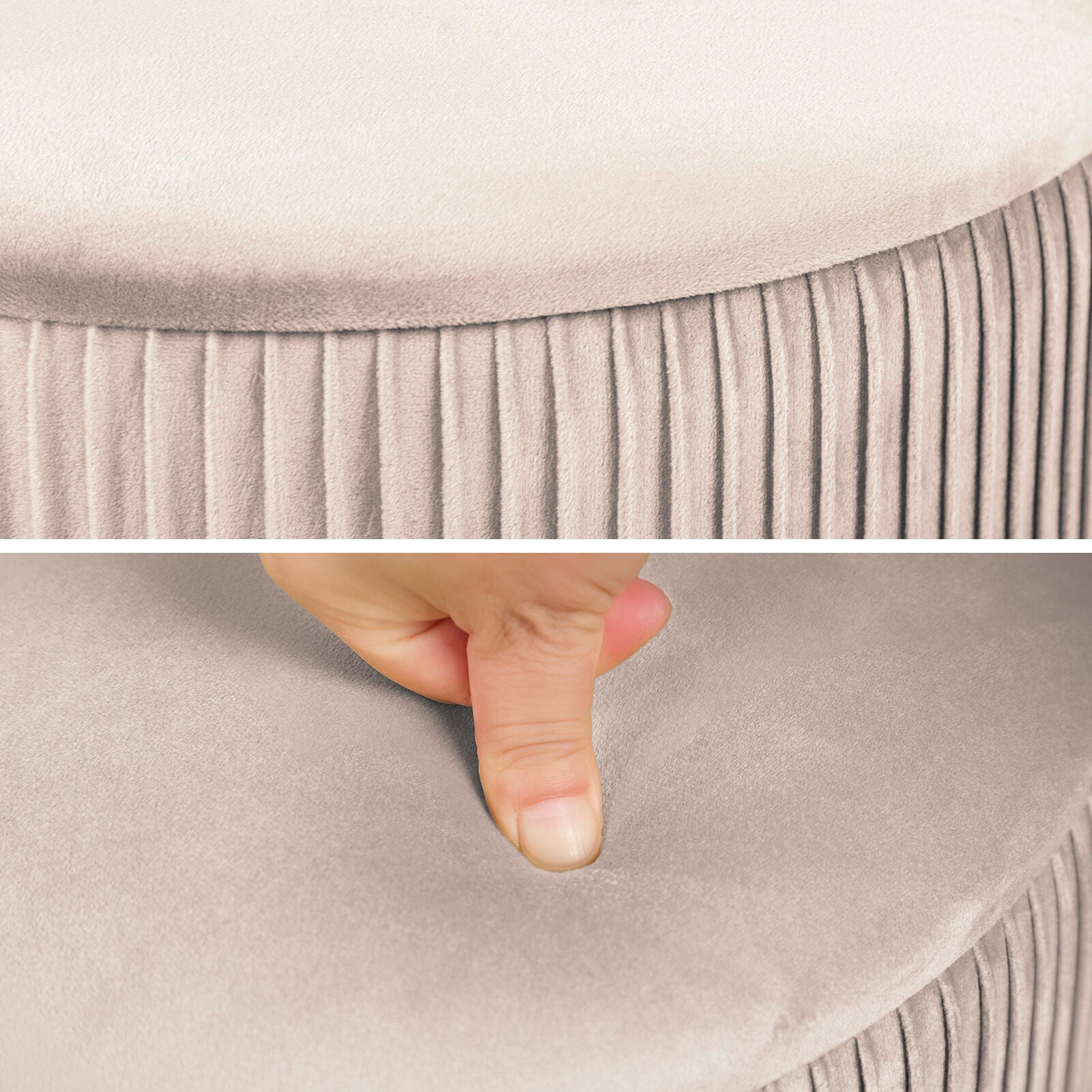 2X Side Table Storage Ottoman - Velvet Stool MIRA Cream 8