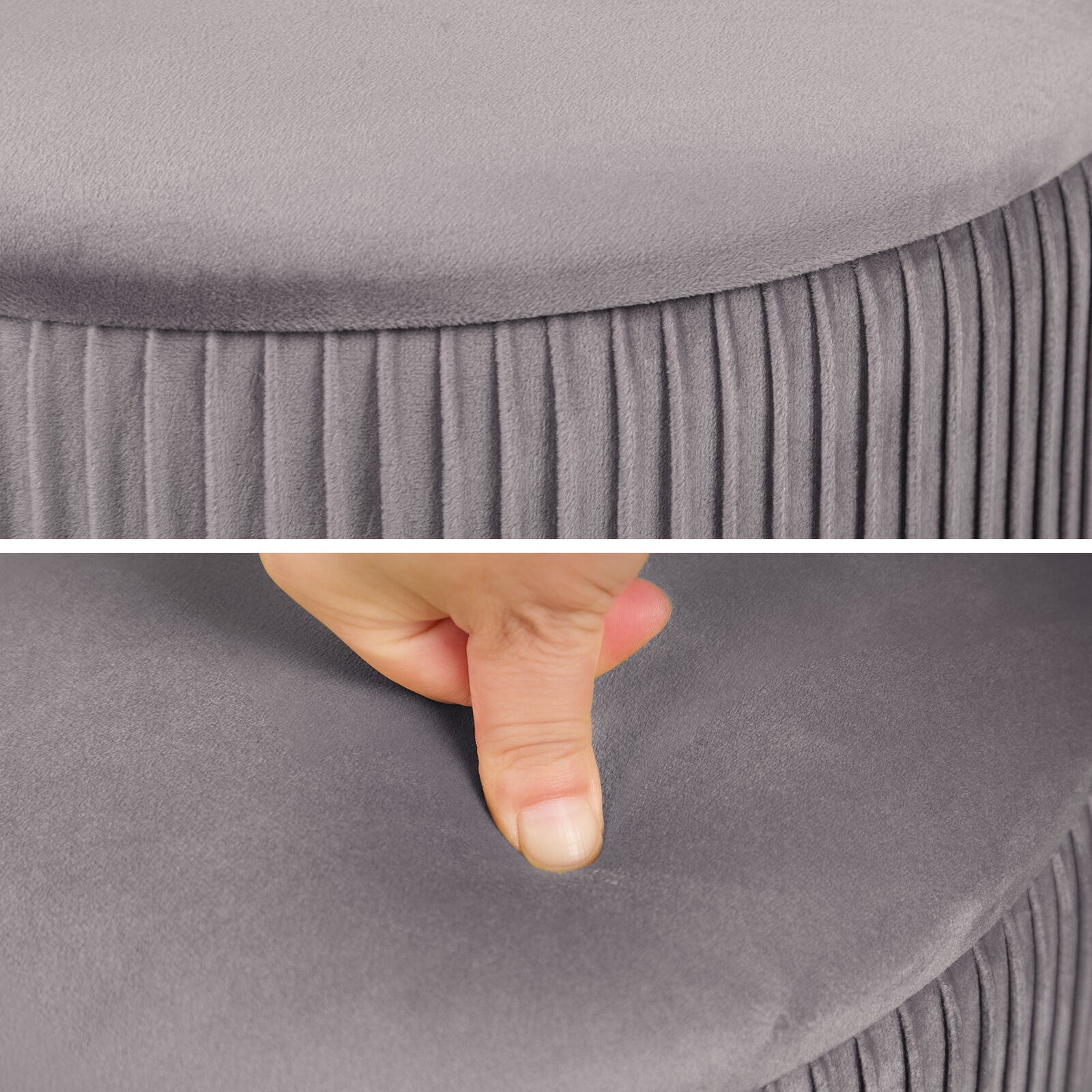 2X Side Table Storage Ottoman - Velvet Stool MIRA Grey 8