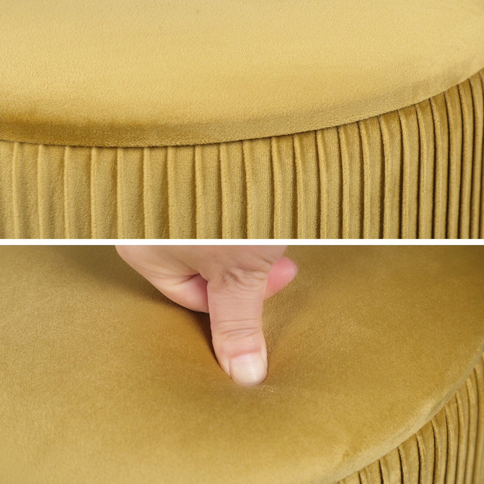 2X Side Table Storage Ottoman - Velvet Stool MIRA Mustard 8