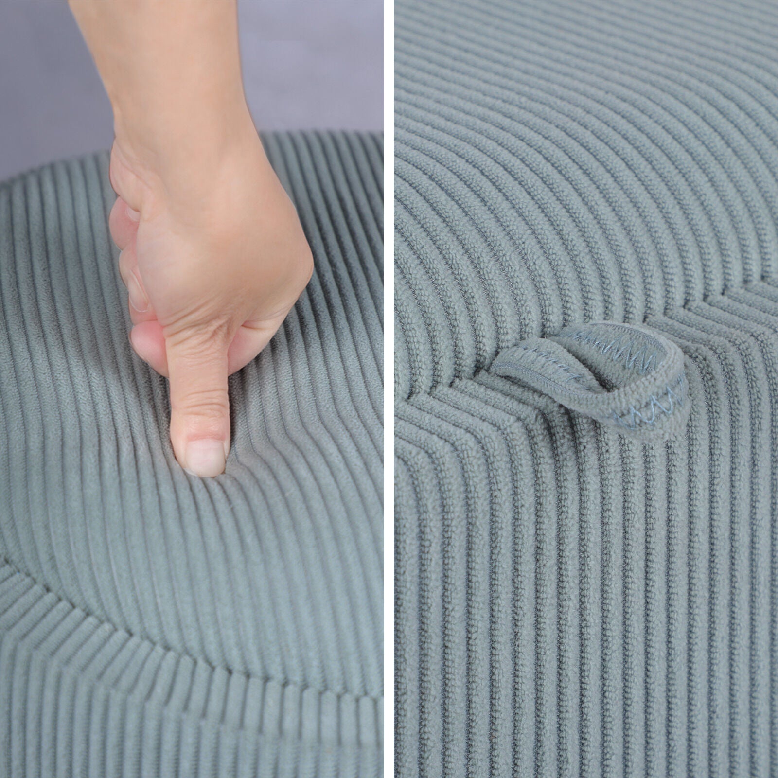 Coffee Table Storage Ottoman - Corduroy Padded Blanket Box Bench ESME - DUSTY BLUE 8