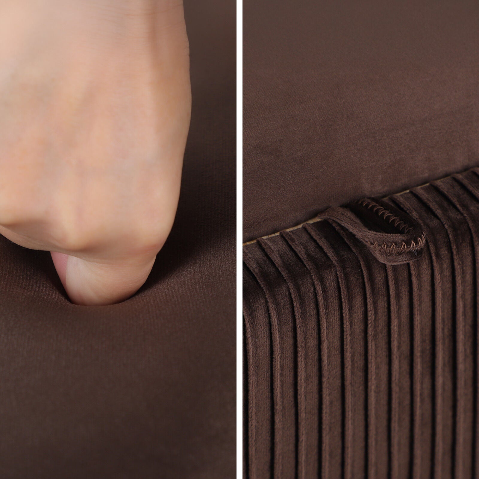 Coffee Table Storage Ottoman - Velvet Padded Blanket Box Bench IRENE BROWN 8