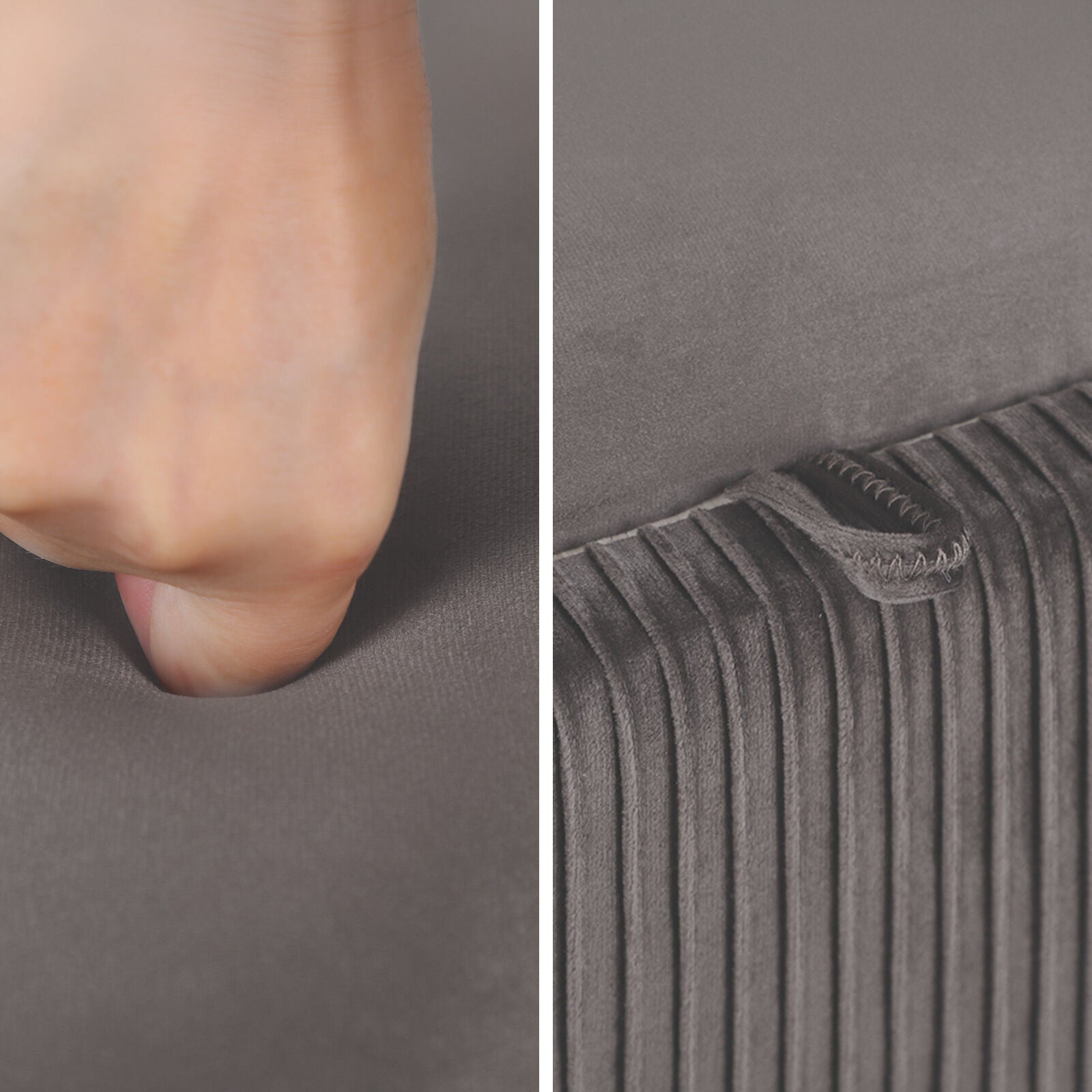 Coffee Table Storage Ottoman - Velvet Padded Blanket Box Bench IRENE GREY 6