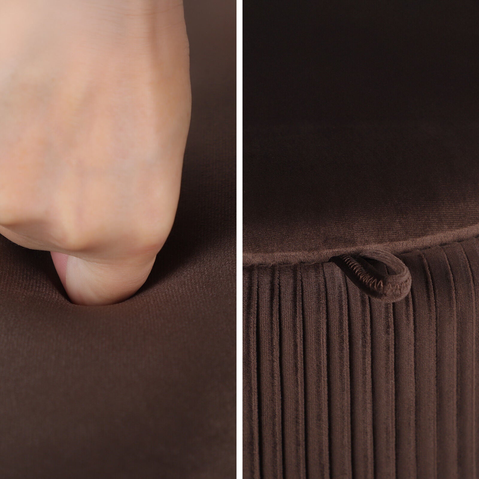 Side Table Storage Ottoman - Velvet Padded Stool Vanity Footstool CLEO BROWN 8