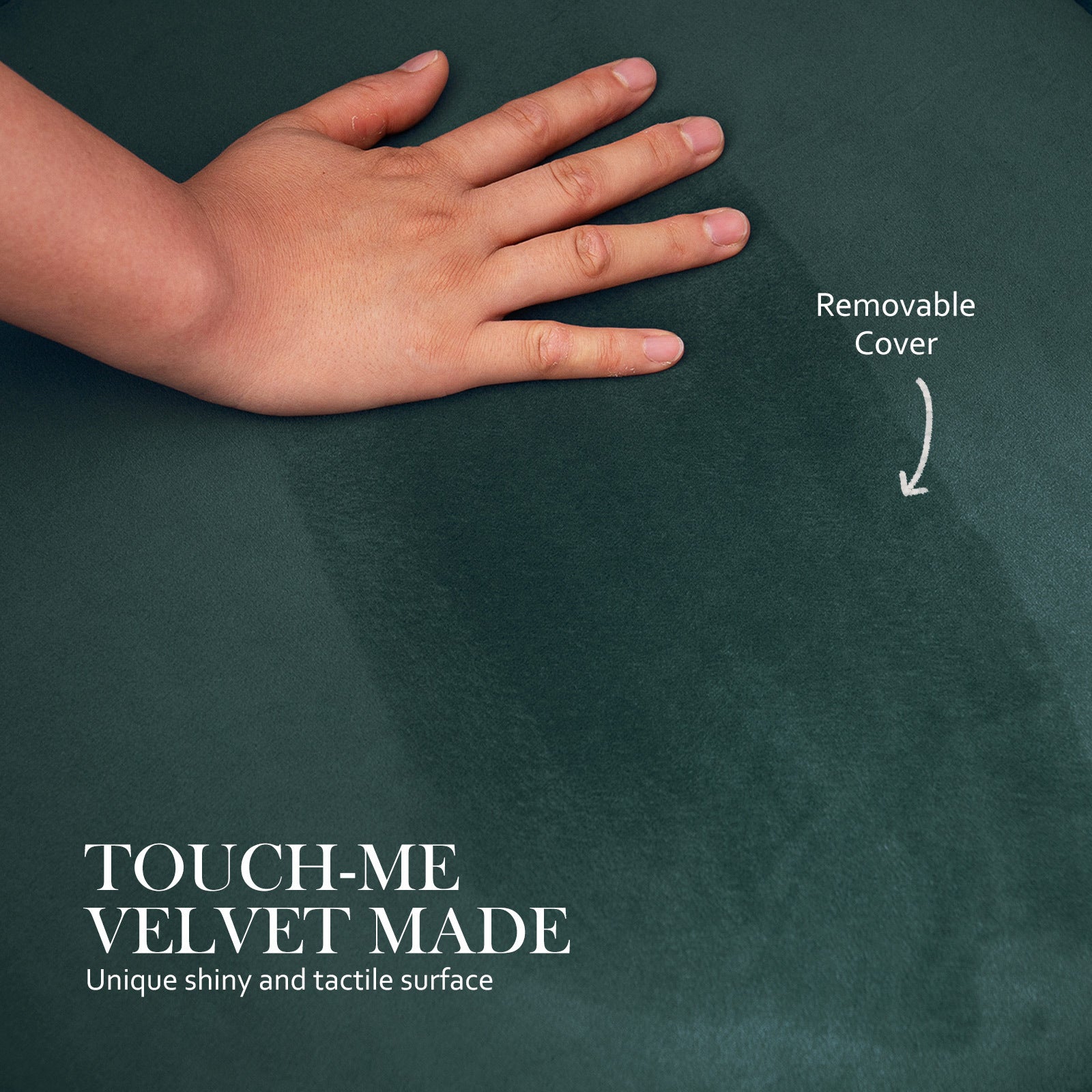 Ottoman Foot Stool Velvet Fabric Metal Leg Round GREEN 7